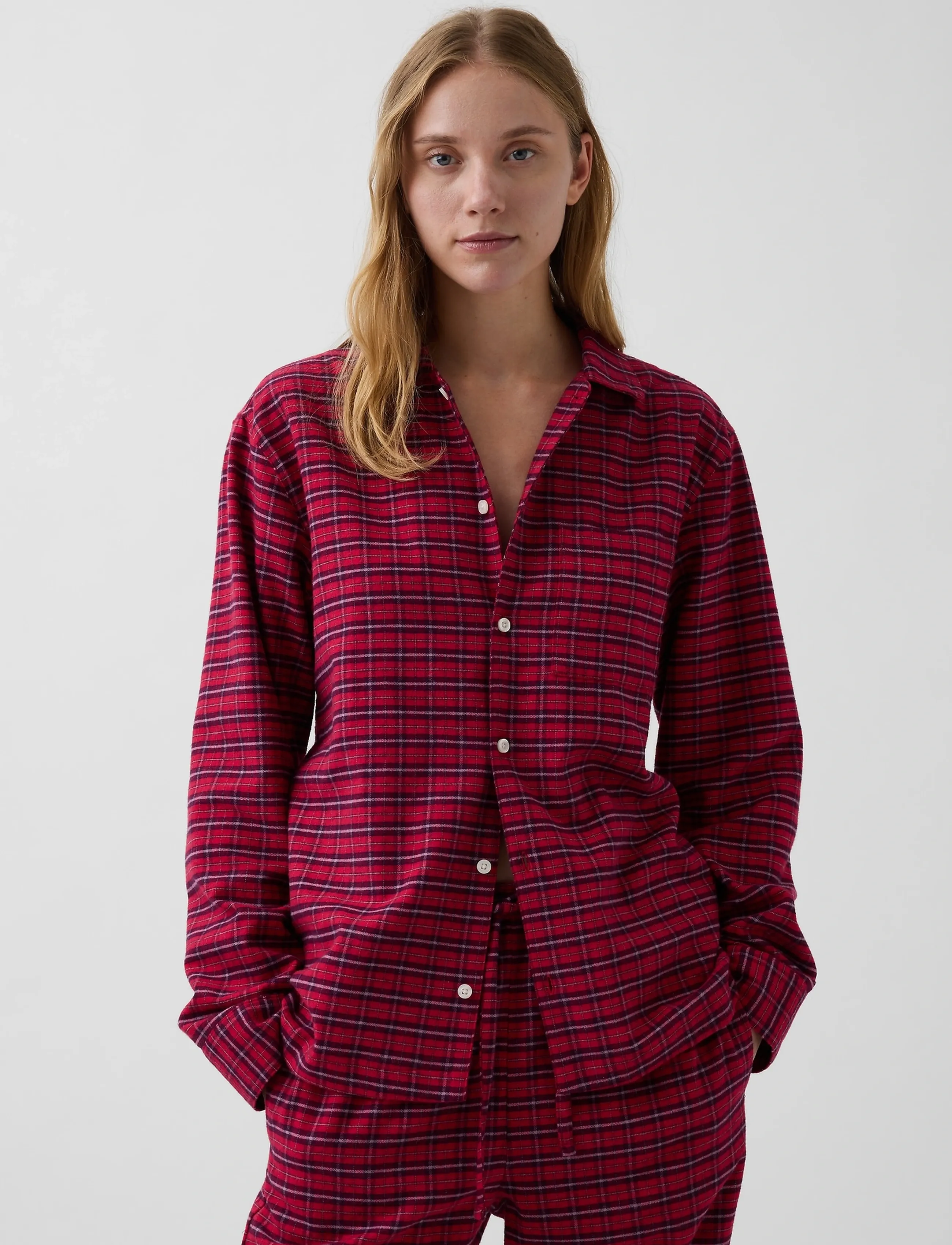 GAP - Flannel Long-Sleeved Top from the GAP collection - långärmade skjortor - fs red tartan plaid - 2