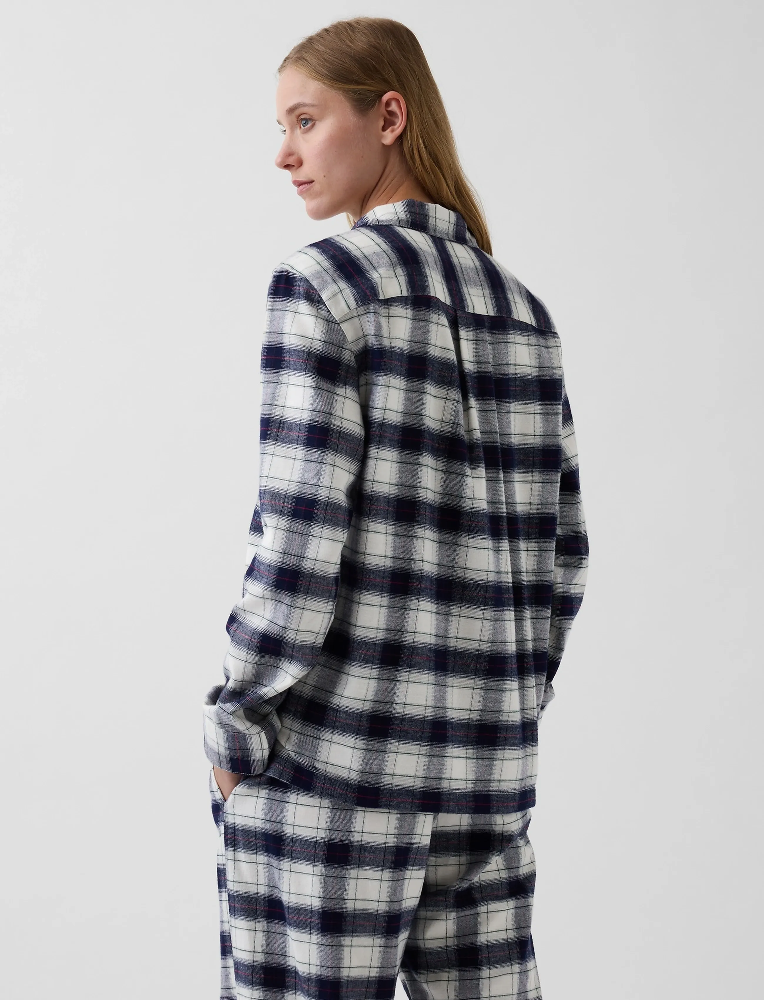GAP - Flannel Long-Sleeved Top from the GAP collection - långärmade skjortor - navy plaid - 3