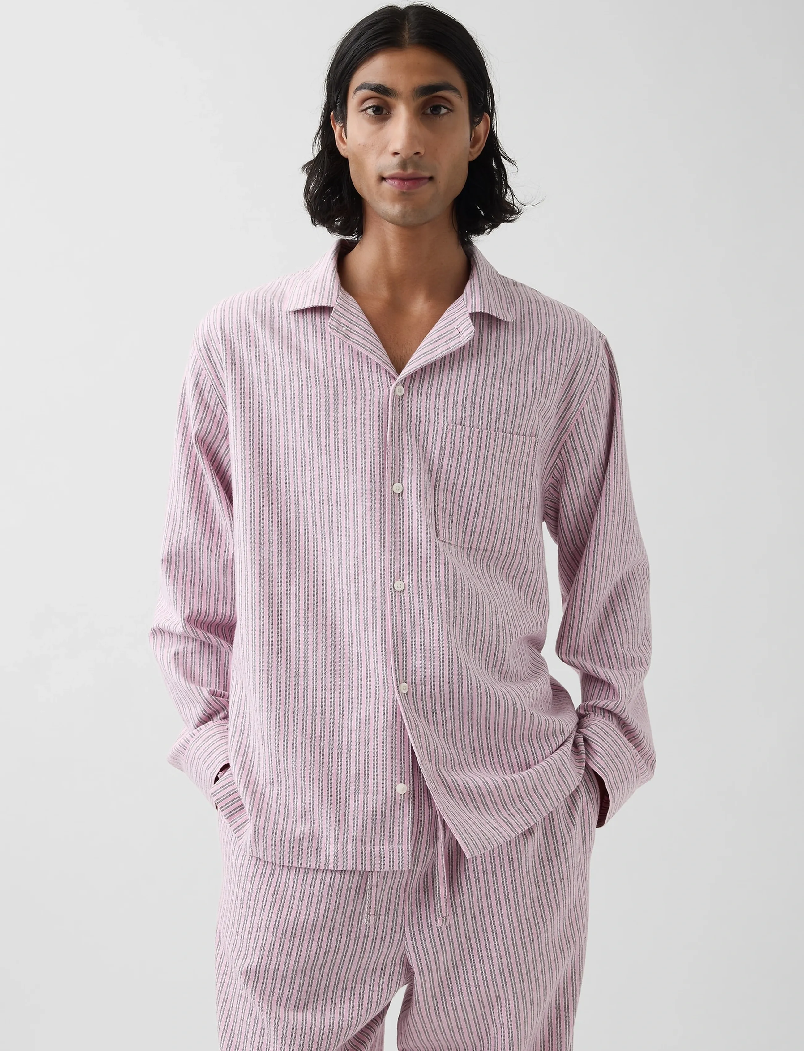 GAP - Flannel Long-Sleeved Top from the GAP collection - långärmade skjortor - pink stripe - 0