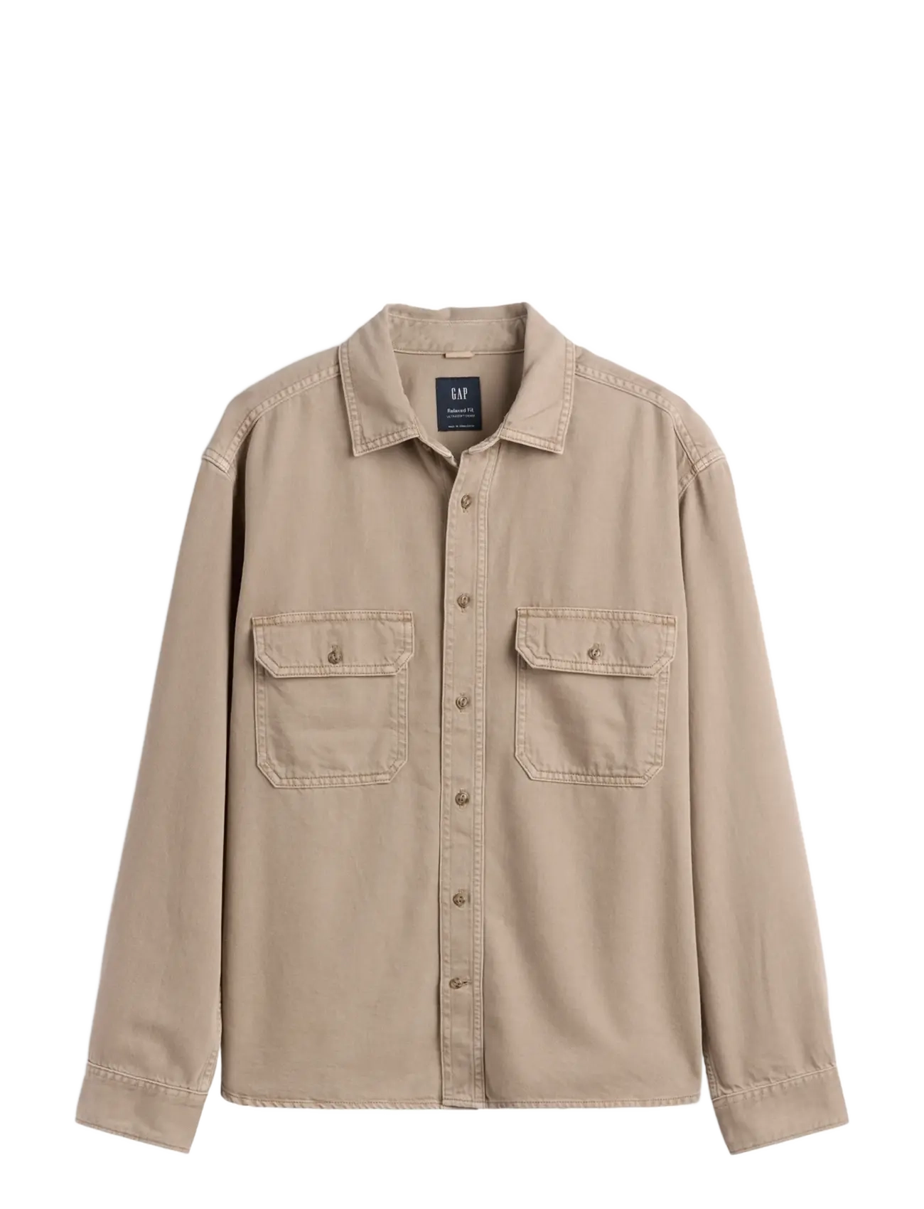 GAP - UltraSoft Denim Relaxed Utility Shirt - denim shirts - camp khaki - 1