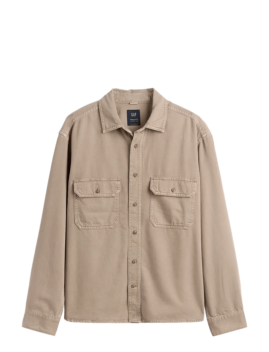 GAP - UltraSoft Denim Relaxed Utility Shirt - denim shirts - camp khaki - 1