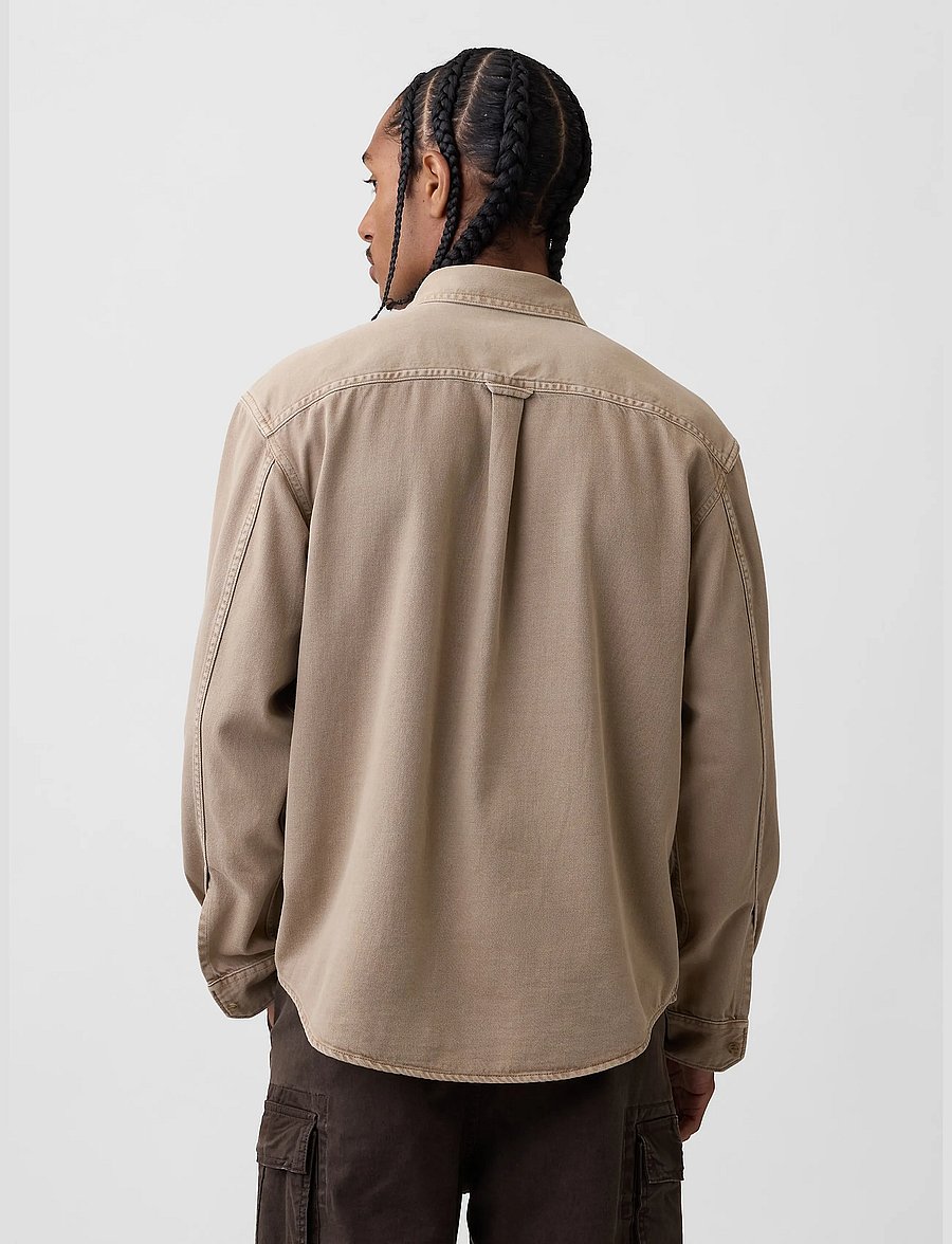 GAP - UltraSoft Denim Relaxed Utility Shirt - denim shirts - camp khaki - 3