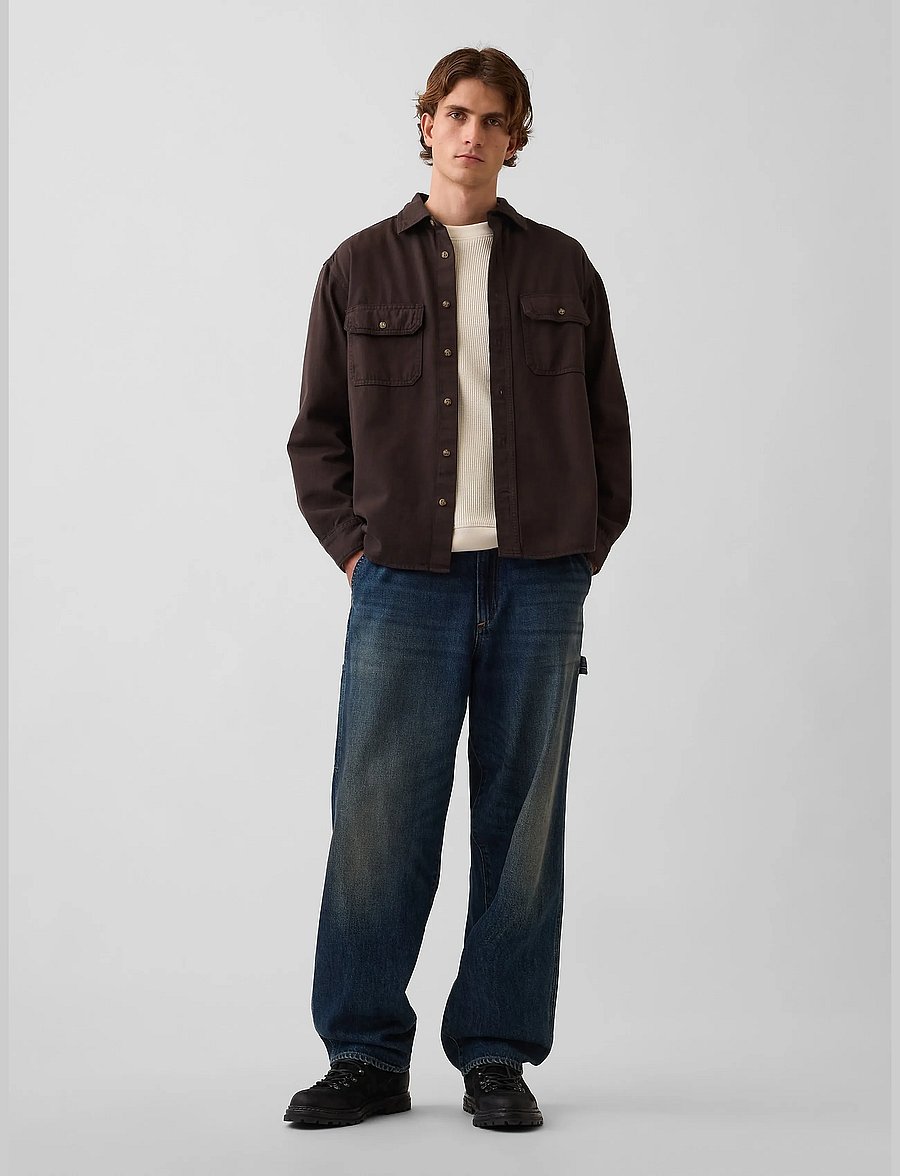 GAP - UltraSoft Denim Relaxed Utility Shirt - denimskjorter - terra brown v2 - 0