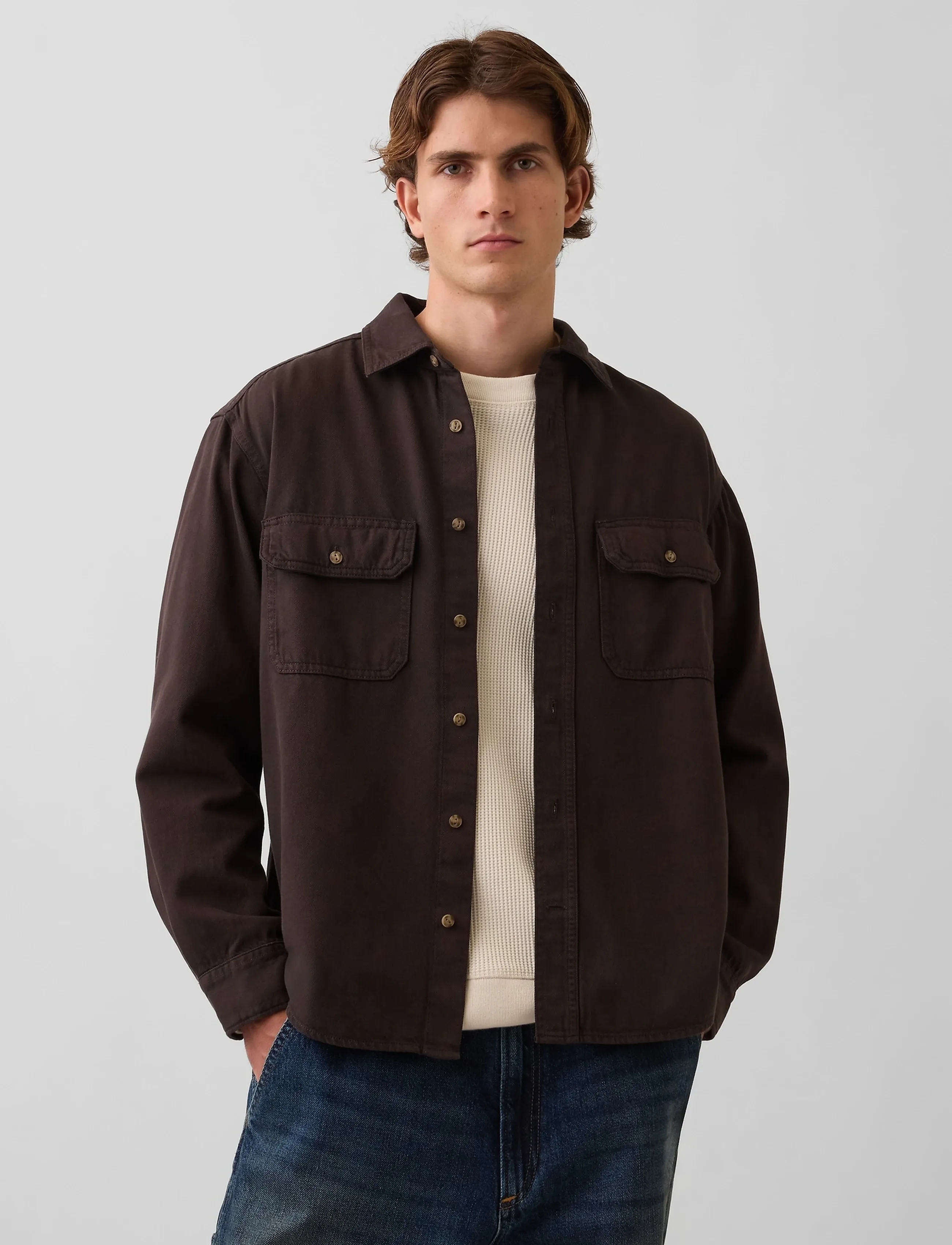 GAP - UltraSoft Denim Relaxed Utility Shirt - denimskjorter - terra brown v2 - 4