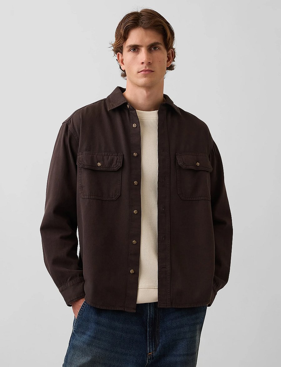 GAP - UltraSoft Denim Relaxed Utility Shirt - denimskjorter - terra brown v2 - 4