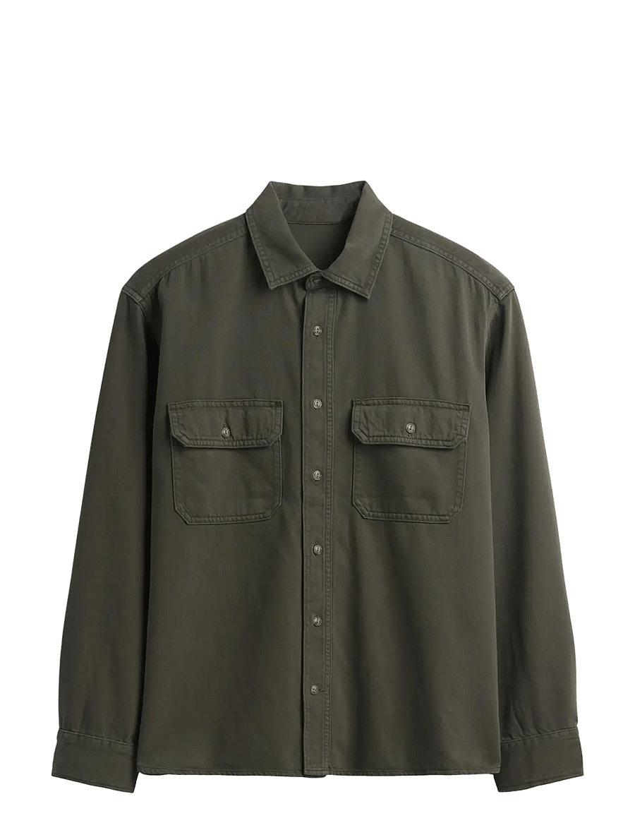 GAP - UltraSoft Denim Relaxed Utility Shirt - teksasärgid - tweed green - 1
