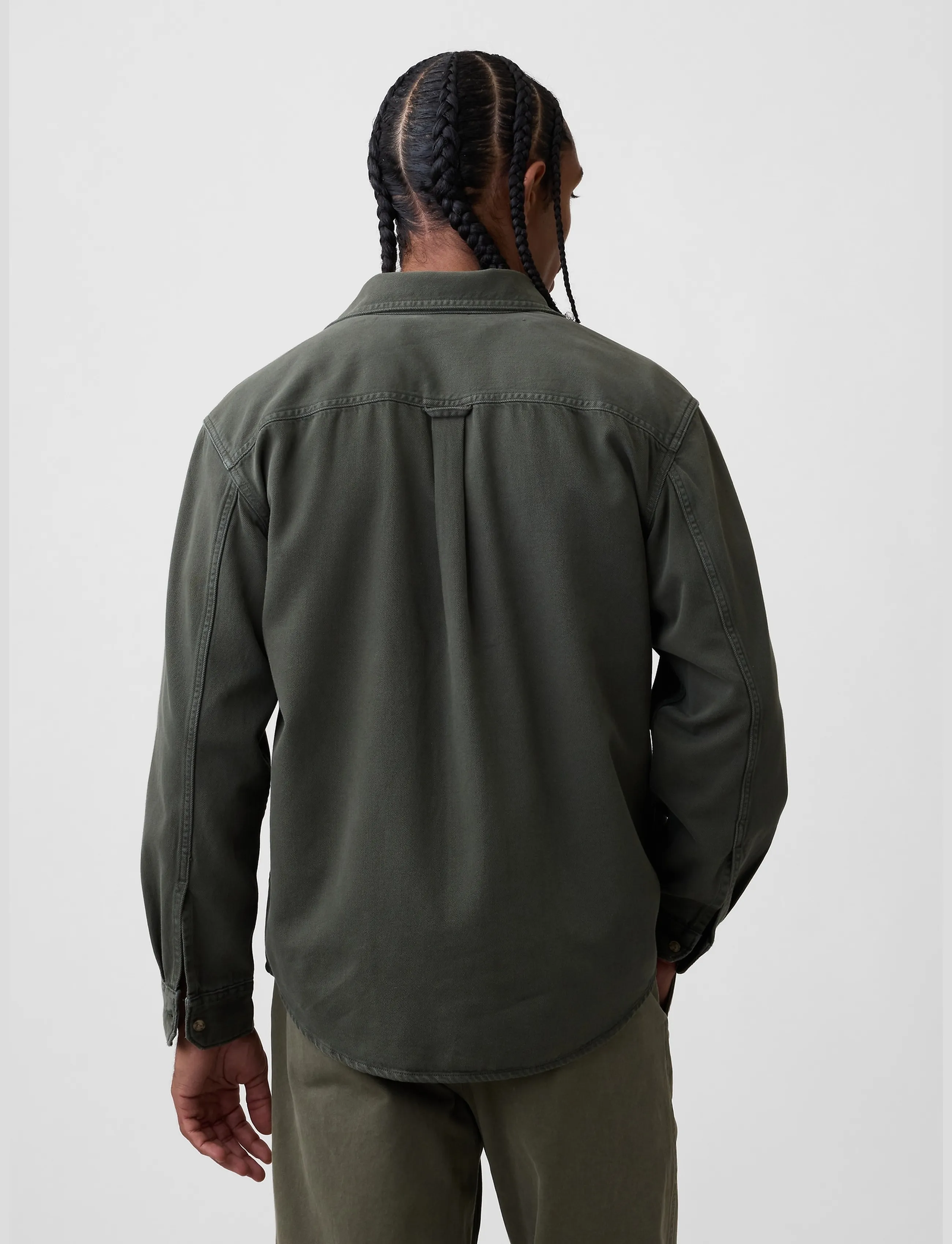 GAP - UltraSoft Denim Relaxed Utility Shirt - teksasärgid - tweed green - 3