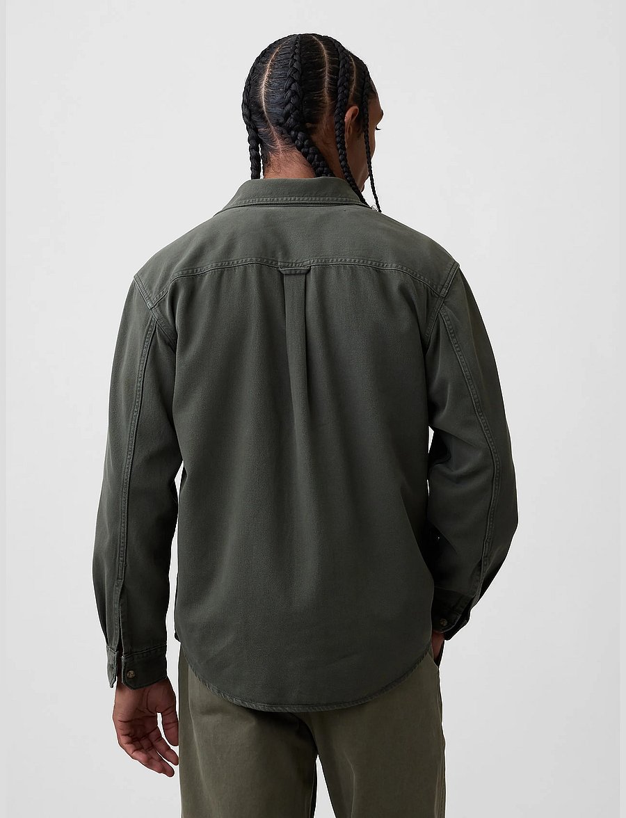 GAP - UltraSoft Denim Relaxed Utility Shirt - teksasärgid - tweed green - 3