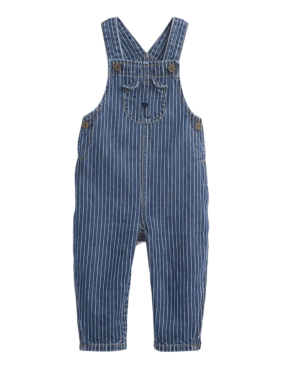 GAP - Baby Denim Stripe Brannan Bear Overalls - traksipüksid - blue stripe - 0