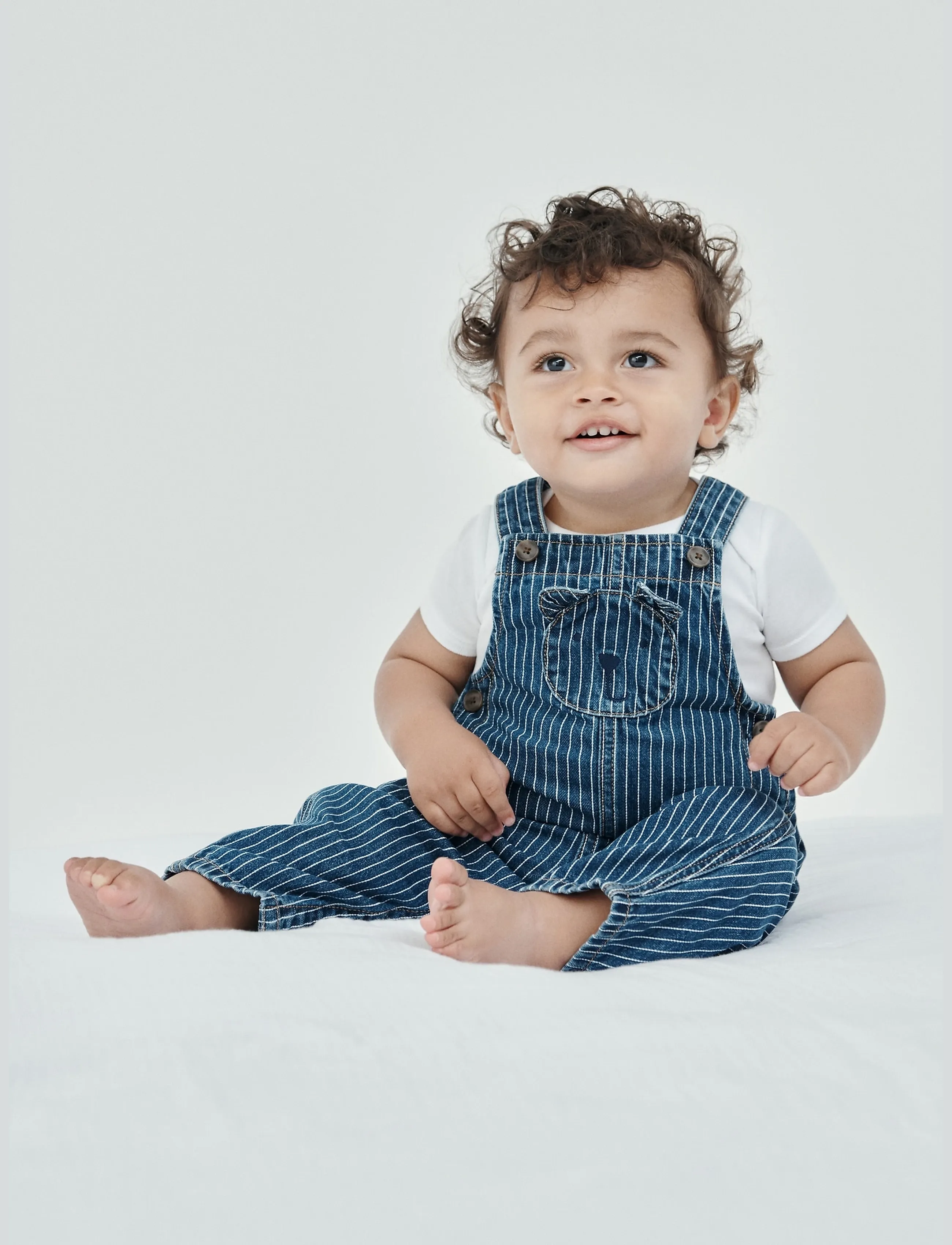 GAP Baby Denim Stripe Brannan Bear Overalls - Püksid - BLUE STRIPE / blue