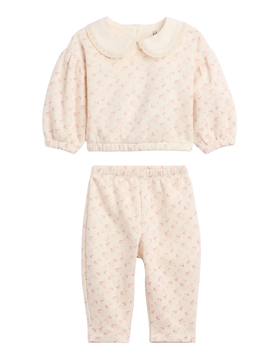 GAP - Baby VintageSoft Lace-Collar Sweat Set - sets mit langärmeligem t-shirt - white floral print - 0