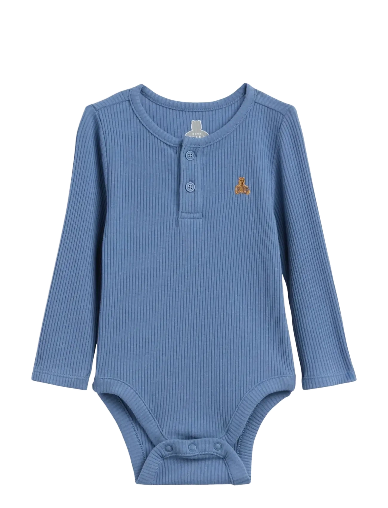 GAP Baby First Favorites Tinyrib Henley Bodysuit, 50/56, Blue, Bodys > Langærmede, Børn