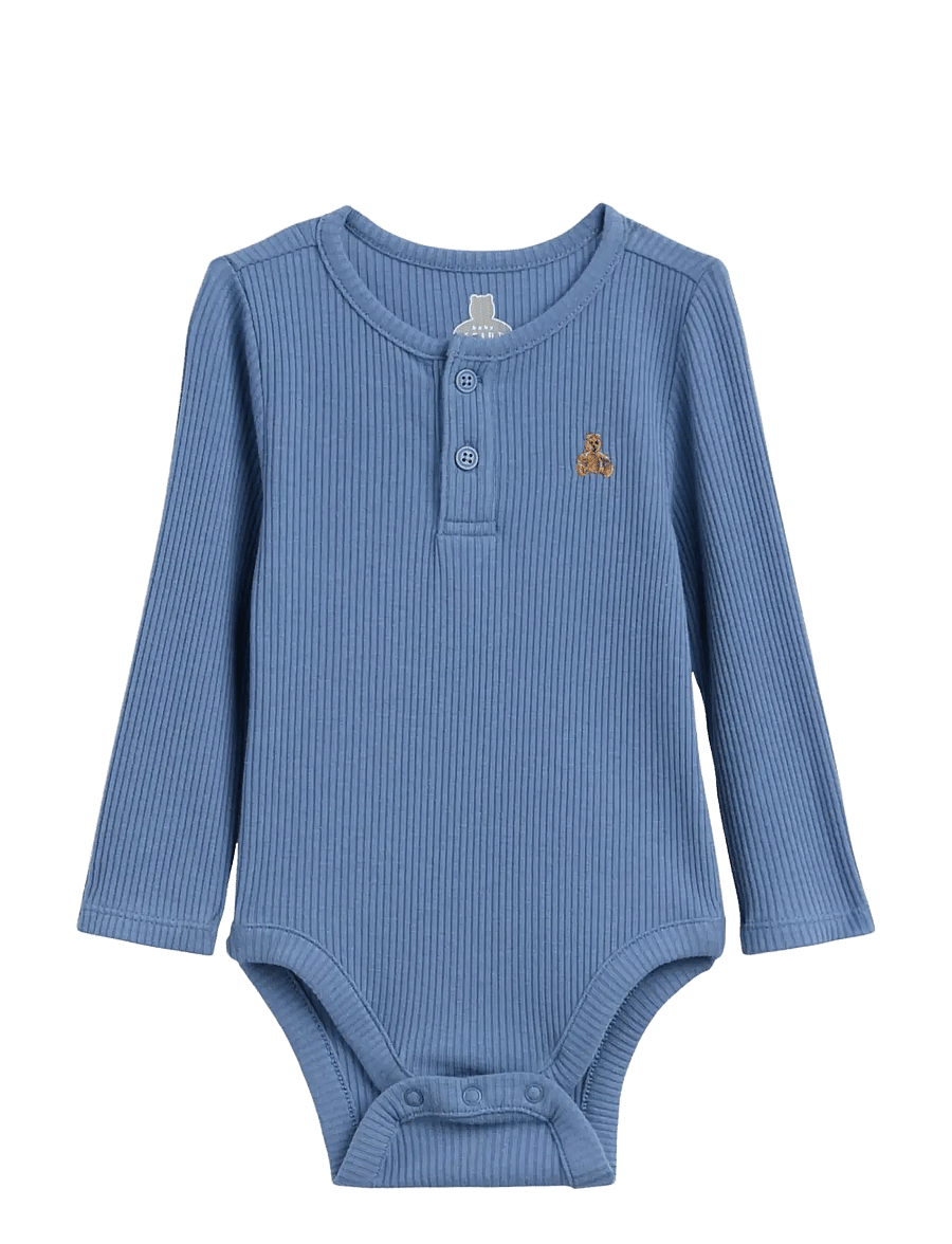 GAP - Baby First Favorites TinyRib Henley Bodysuit - langärmelige bodys - bainbridge blue - 0