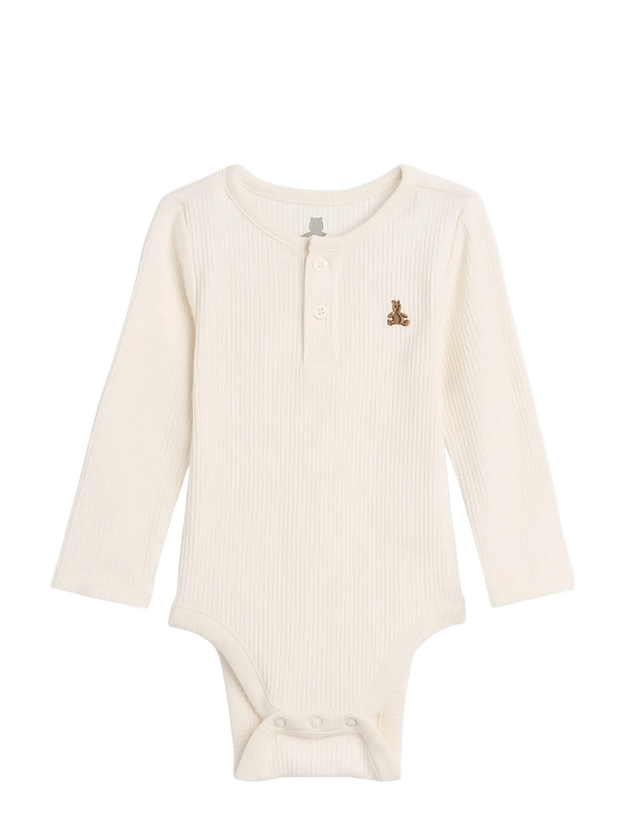 GAP - Baby First Favorites TinyRib Henley Bodysuit - ivory frost - 0