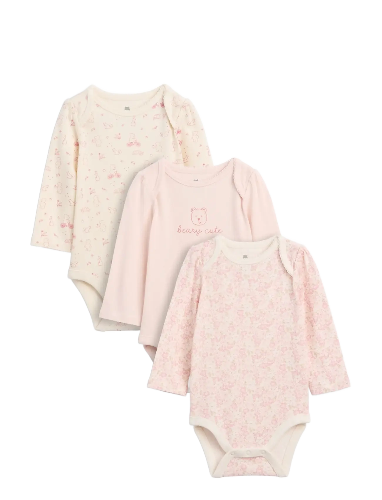 GAP Baby First Favorites Organic Cotton Bodysuit (3-Pack) - Beebiriided - PRIMITIVE / pink/rose