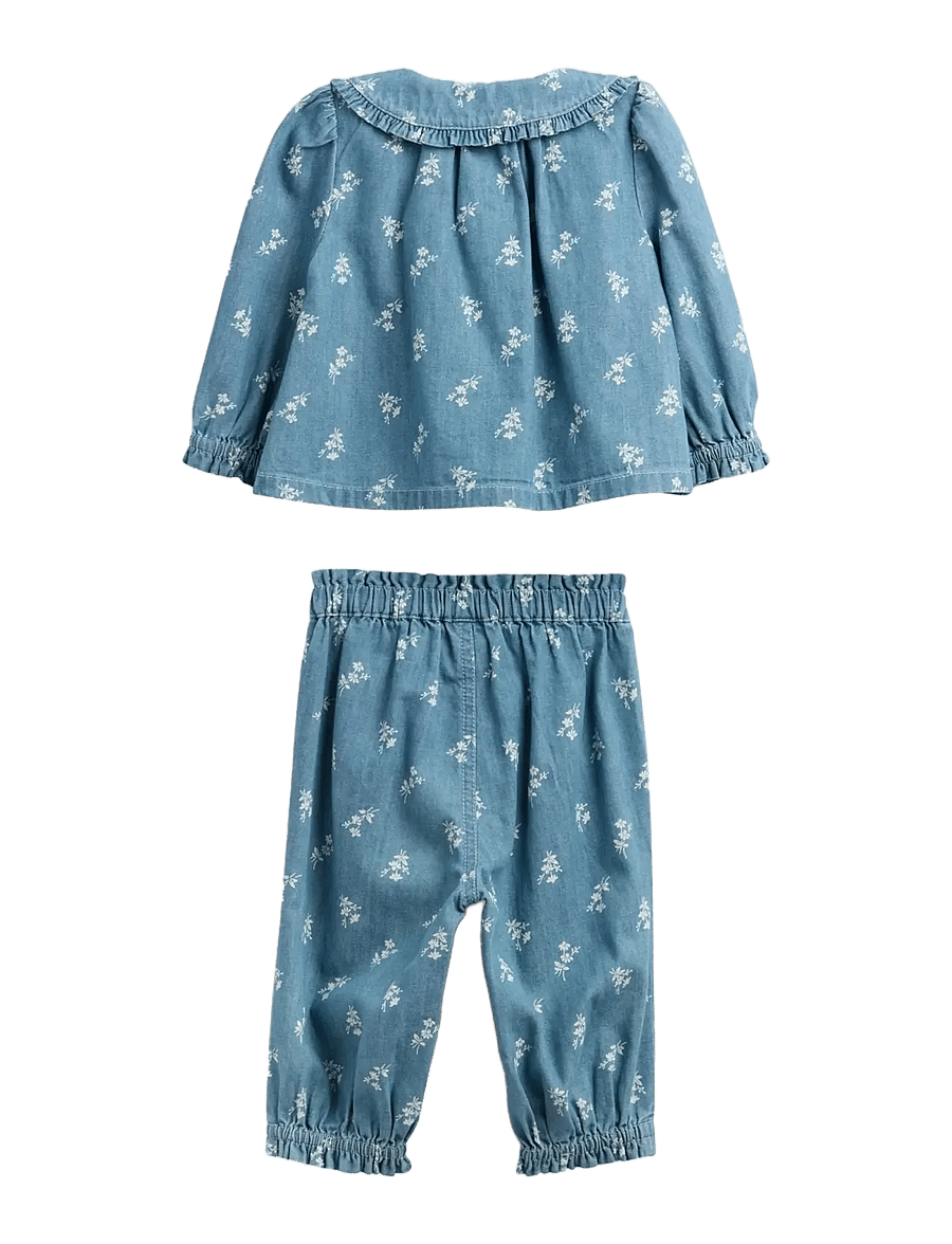 GAP - Baby Woven Top And Pants Set - komplektid pikkade varrukatega t-särgiga - white floral print - 1