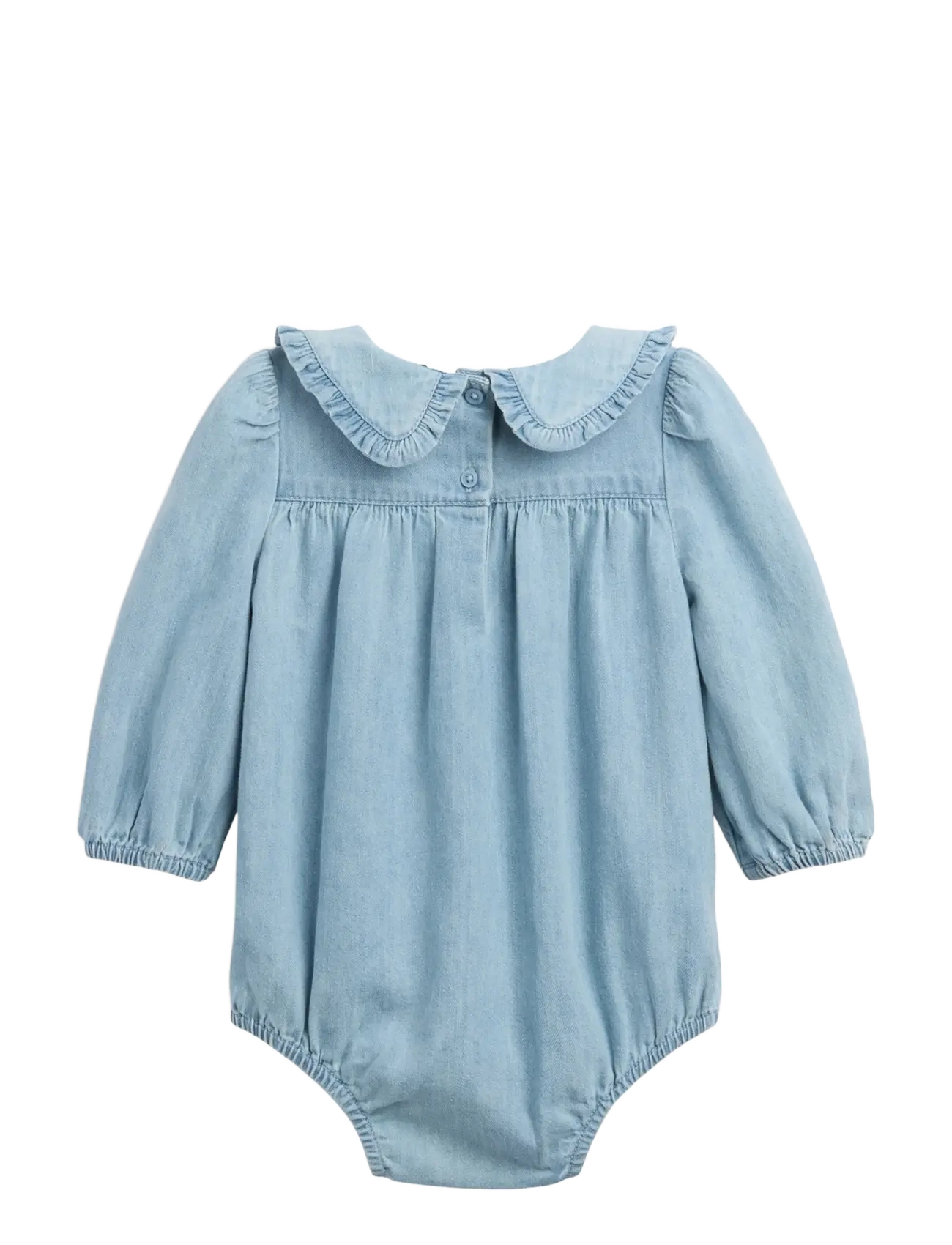 GAP - Baby Embroidered Denim Bubble Bodysuit - langärmelige bodys - medium wash - 1