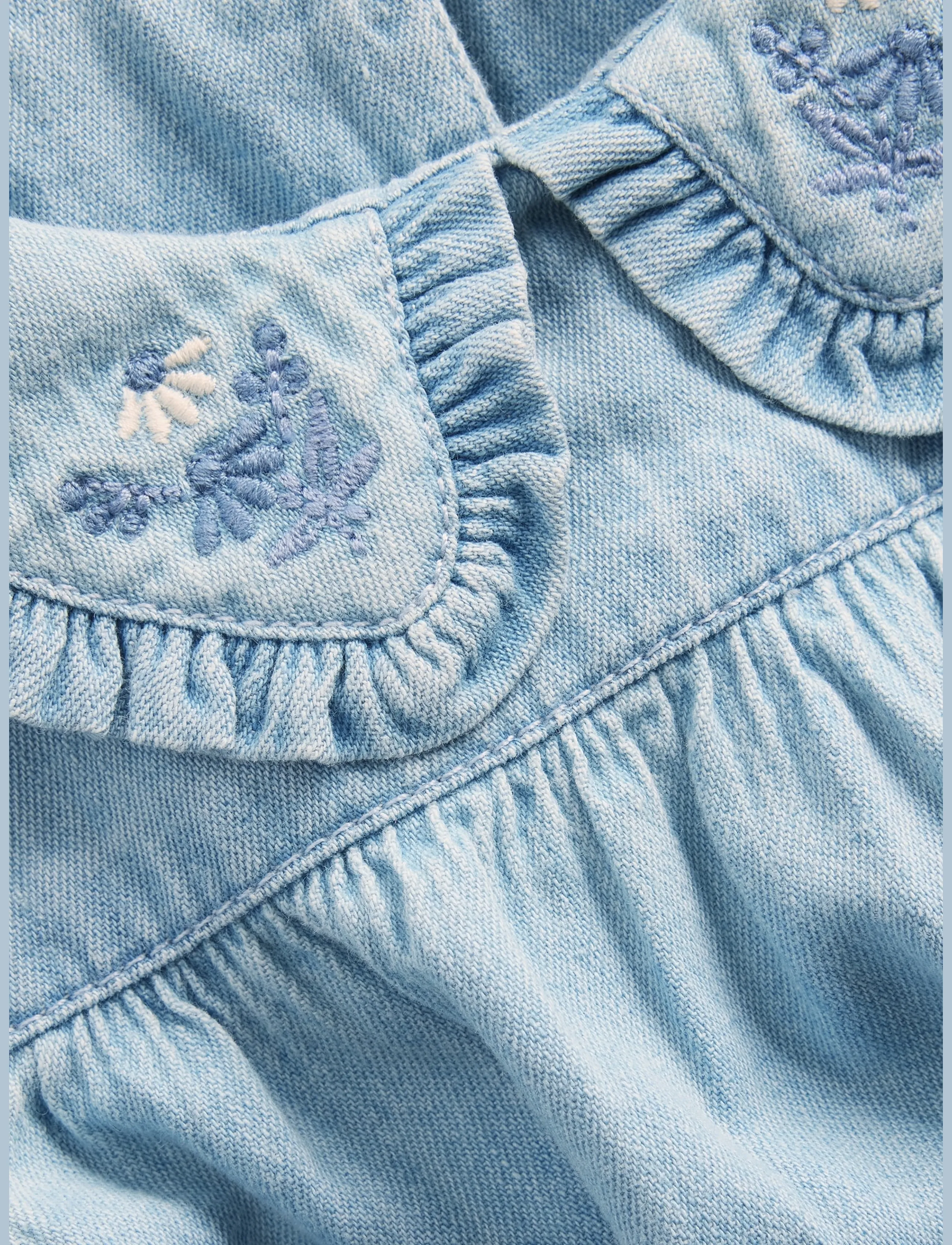GAP - Baby Embroidered Denim Bubble Bodysuit - langärmelige bodys - medium wash - 2