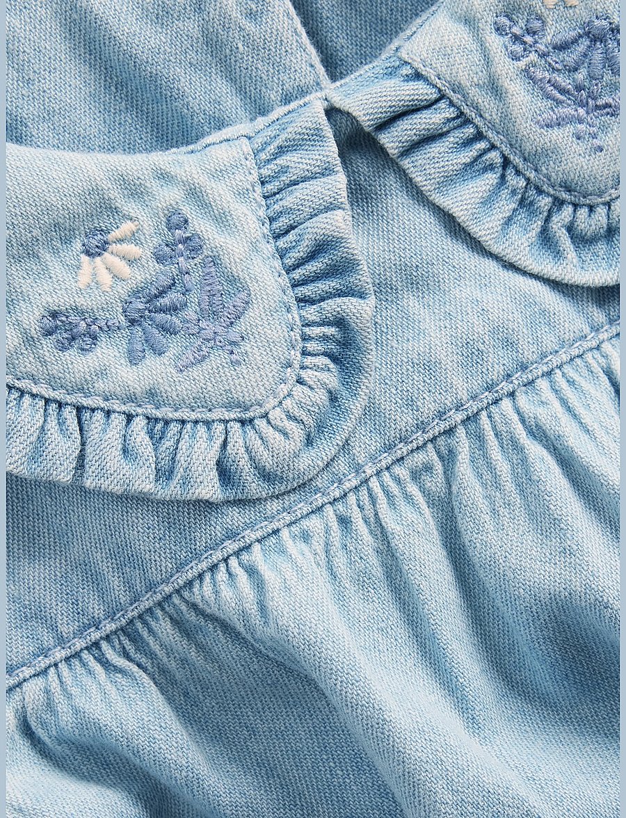 GAP - Baby Embroidered Denim Bubble Bodysuit - langärmelige bodys - medium wash - 2