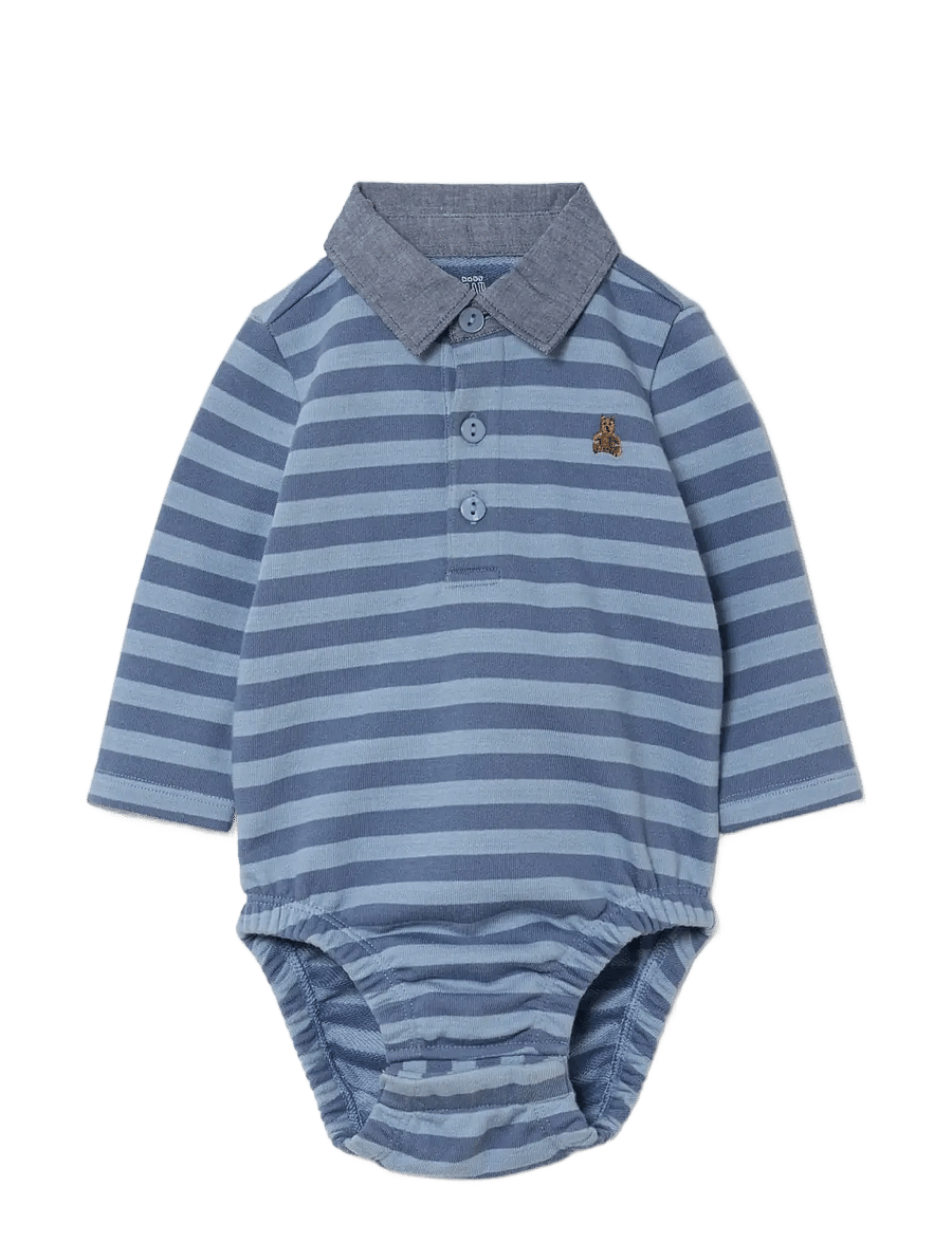 GAP - Baby Rugby Bodysuit from the GAP collection - pikkade varrukatega bodid - tonal blue stripe - 0