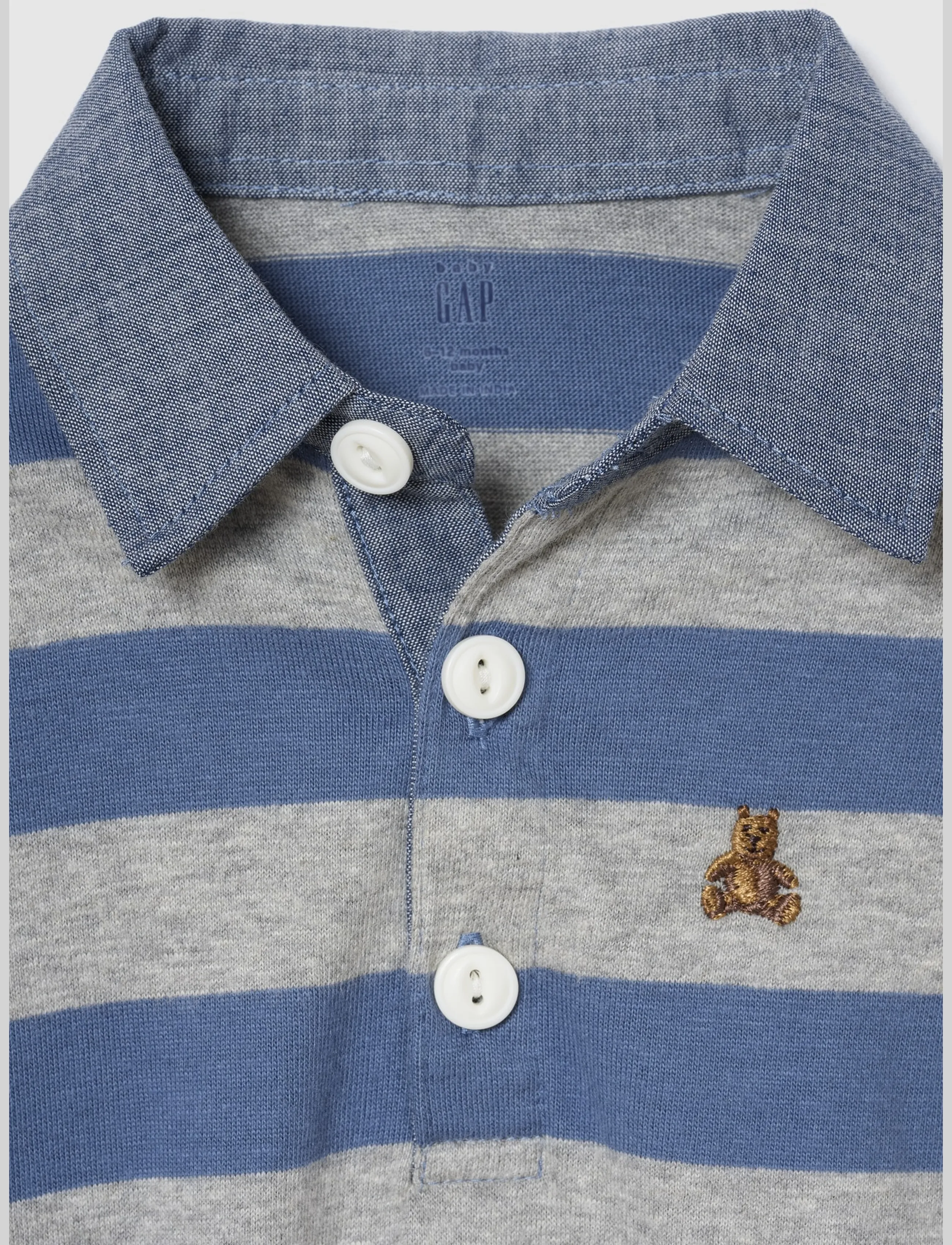 GAP - Baby Rugby One-Piece from the GAP collection - long-sleeved bodies - blue grey stripe - 2