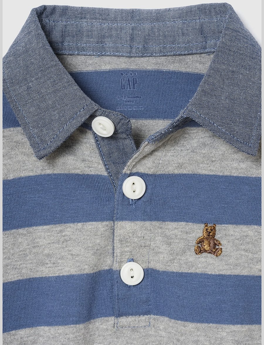 GAP - Baby Rugby One-Piece from the GAP collection - langärmelige bodys - blue grey stripe - 2