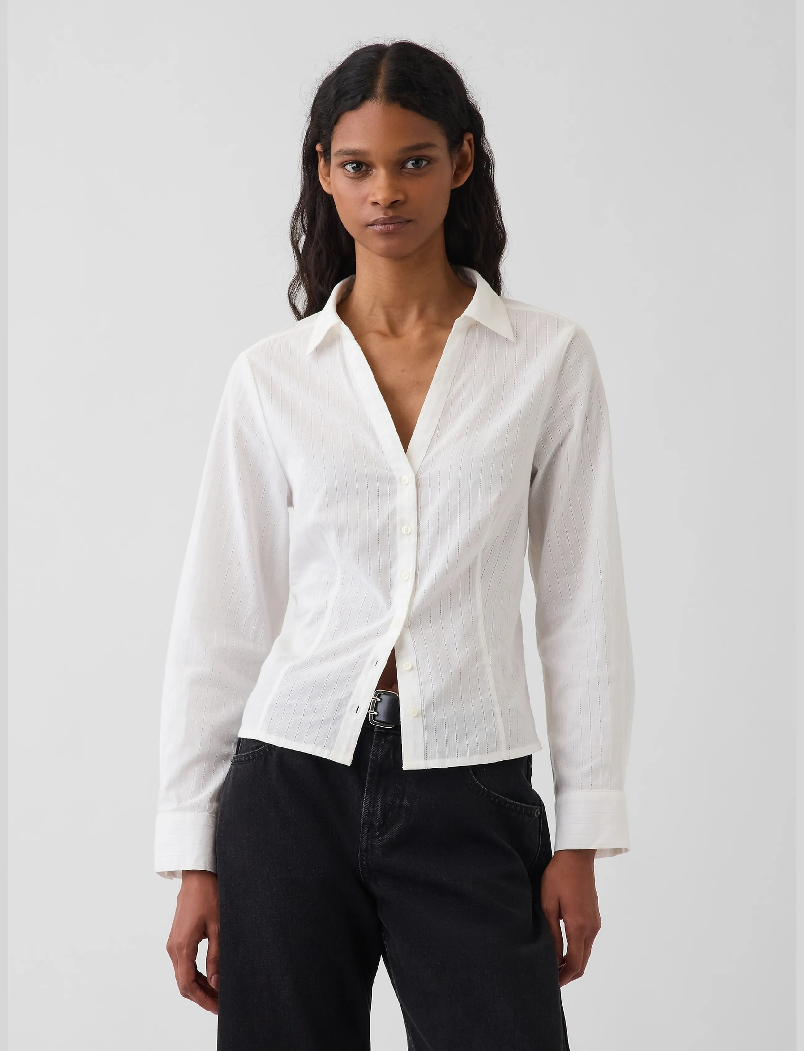 GAP Textured Dobby Fitted Shirt from the GAP collection - Hemden - NEW OFF WHITE / white