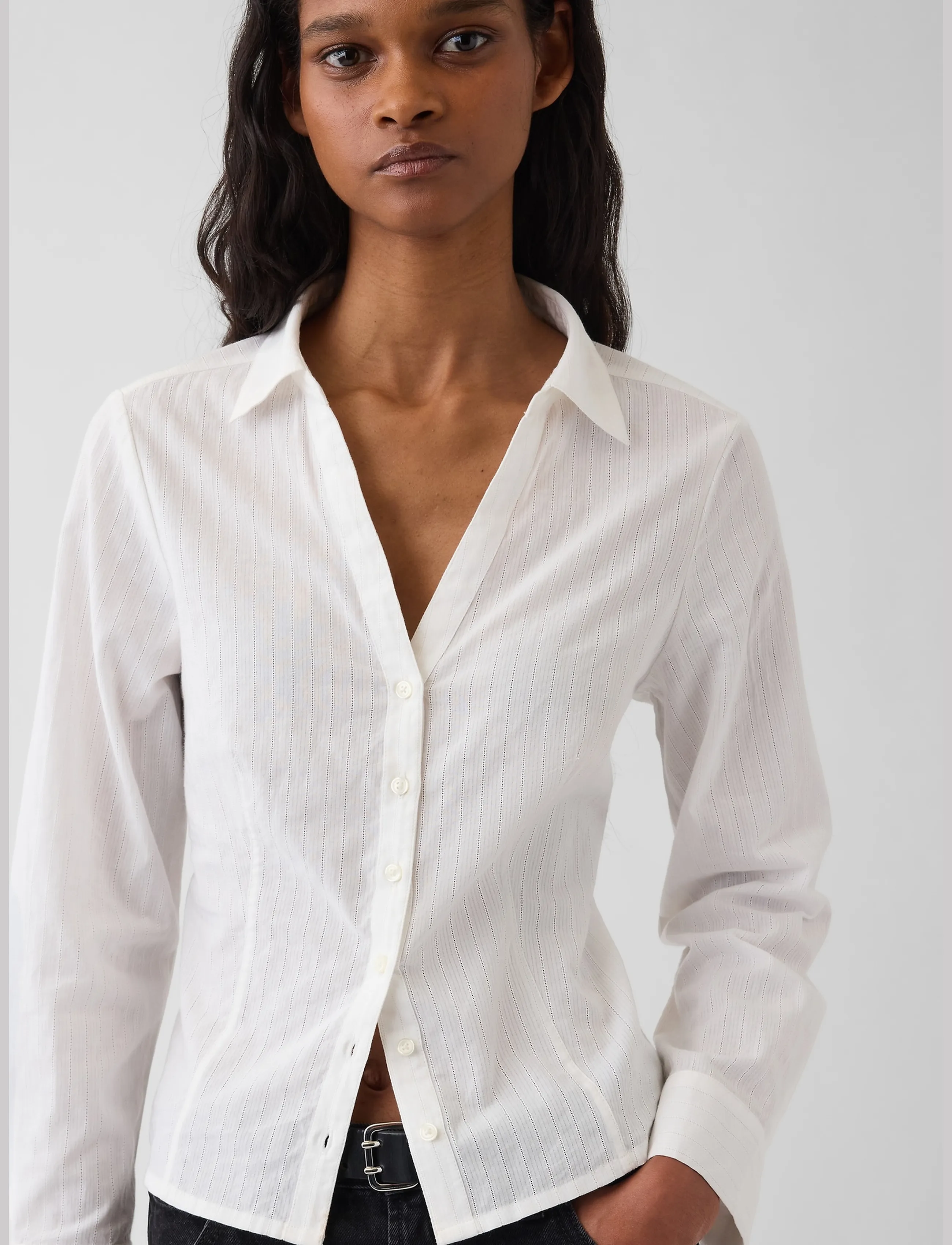 GAP - Textured Dobby Fitted Shirt from the GAP collection - langärmlige hemden - new off white - 4