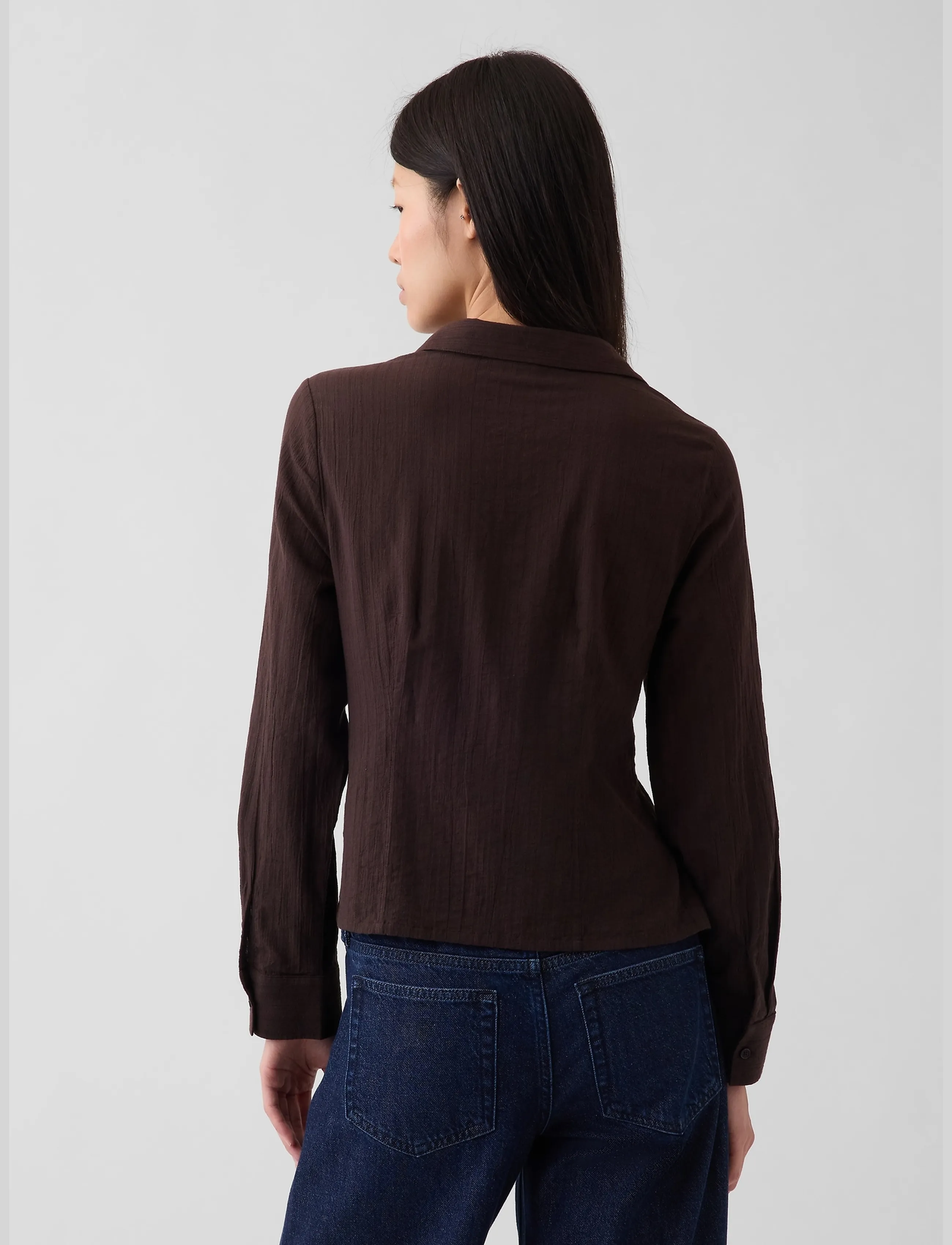 GAP - Textured Dobby Fitted Shirt from the GAP collection - långärmade skjortor - terra brown - 3