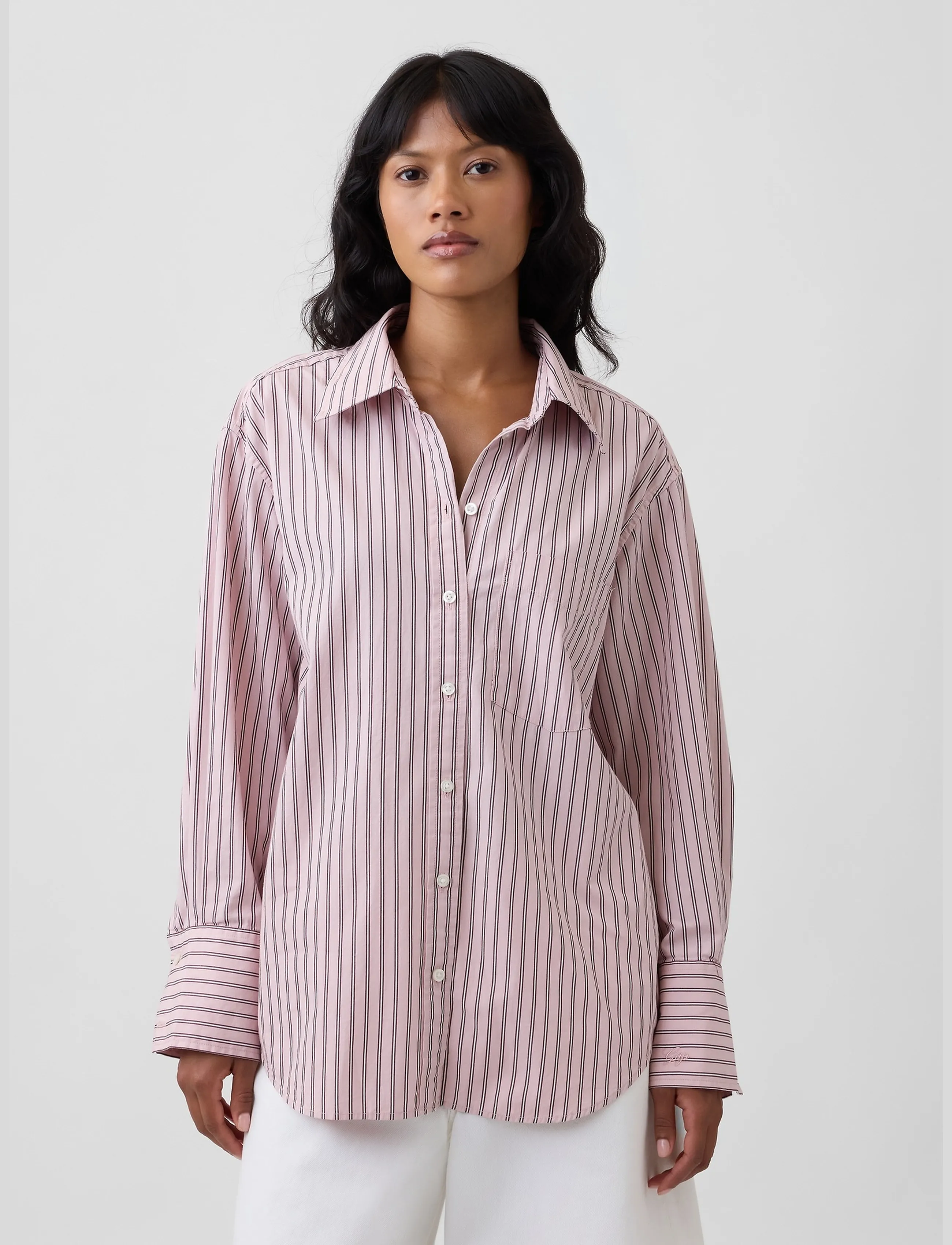GAP Poplin Big Shirt from the GAP collection - Särgid - BABE PINK STRIPE / pink/rose