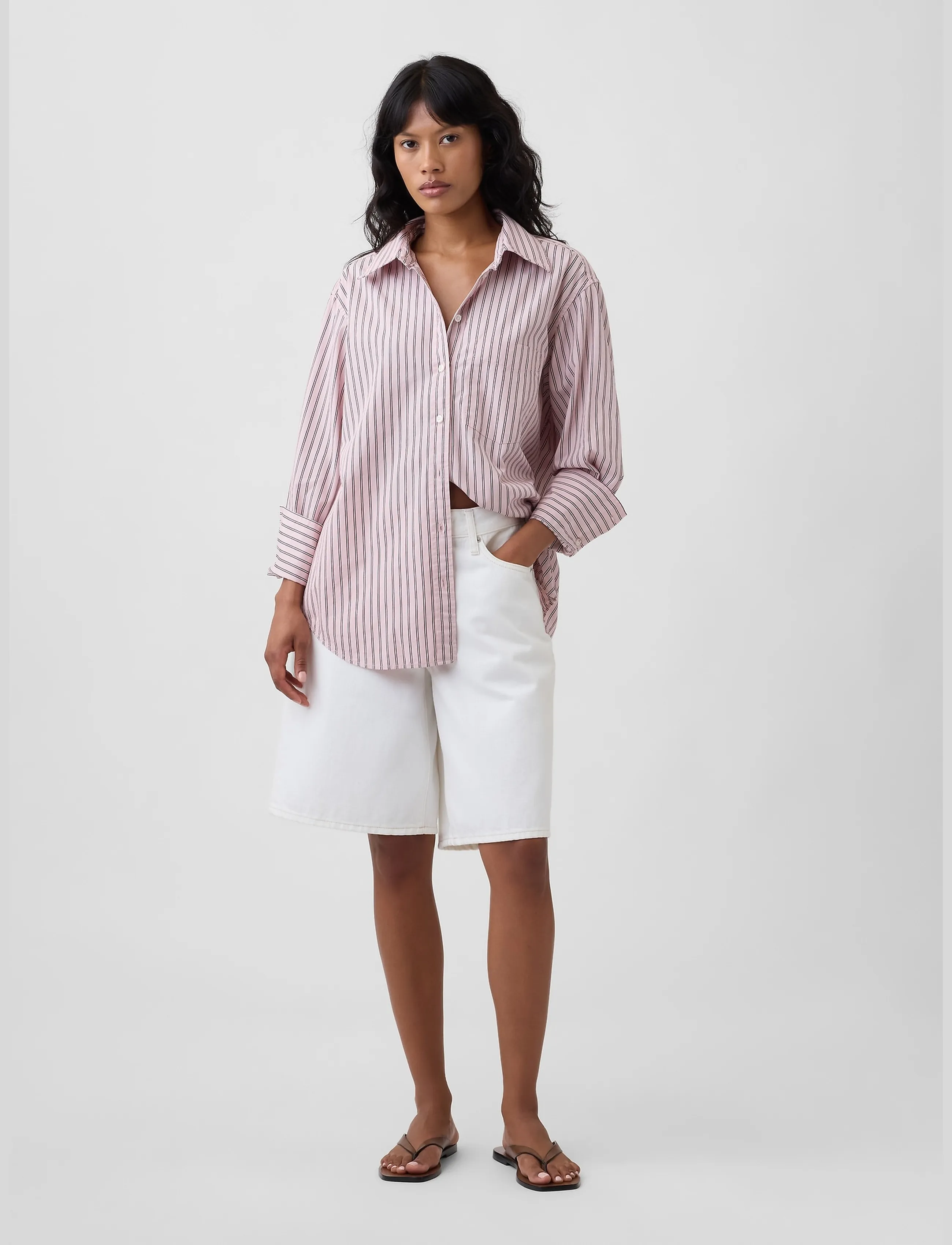 GAP - Poplin Big Shirt from the GAP collection - pikkade varrukatega särgid - babe pink stripe - 3