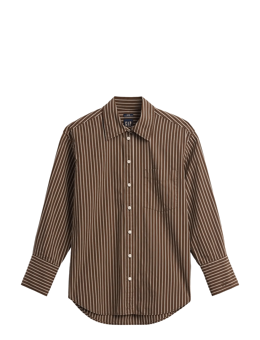 GAP - Poplin Big Shirt from the GAP collection - långärmade skjortor - brown stripe - 1