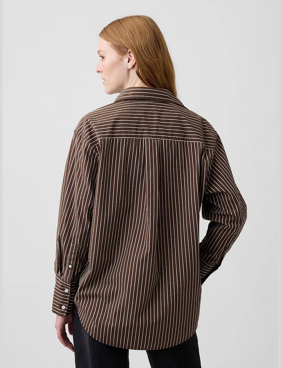 GAP - Poplin Big Shirt from the GAP collection - långärmade skjortor - brown stripe - 2