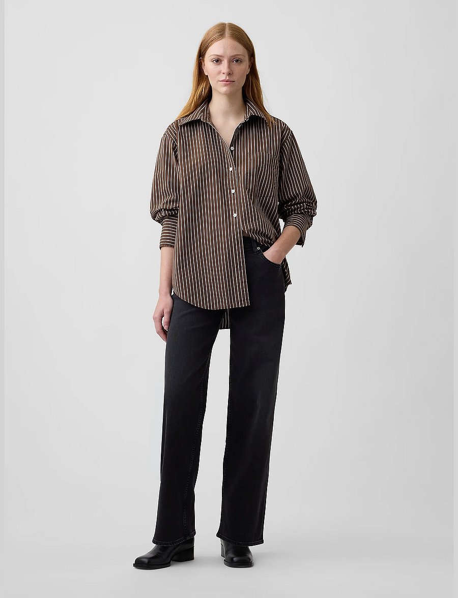GAP - Poplin Big Shirt from the GAP collection - långärmade skjortor - brown stripe - 3