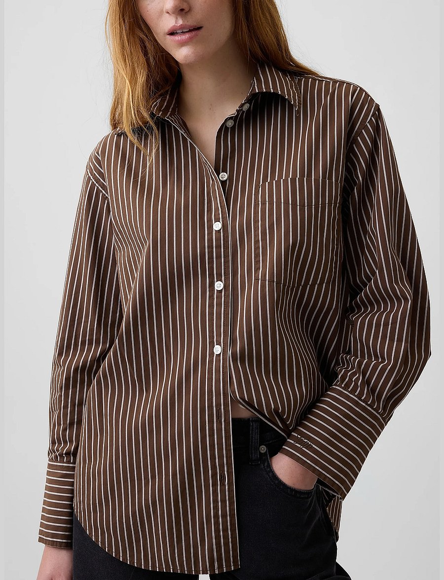 GAP - Poplin Big Shirt from the GAP collection - långärmade skjortor - brown stripe - 4