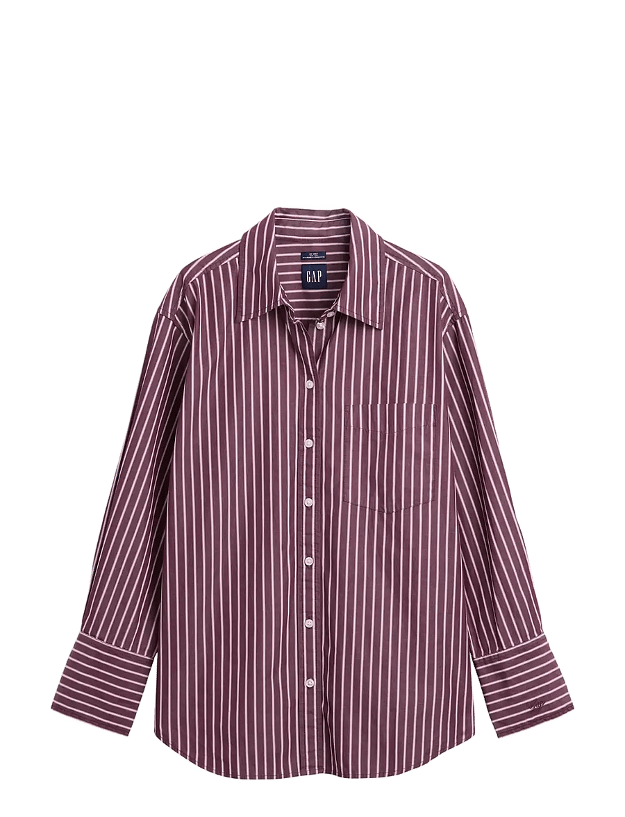 GAP - Poplin Big Shirt from the GAP collection - langærmede skjorter - burgundy stripe - 1