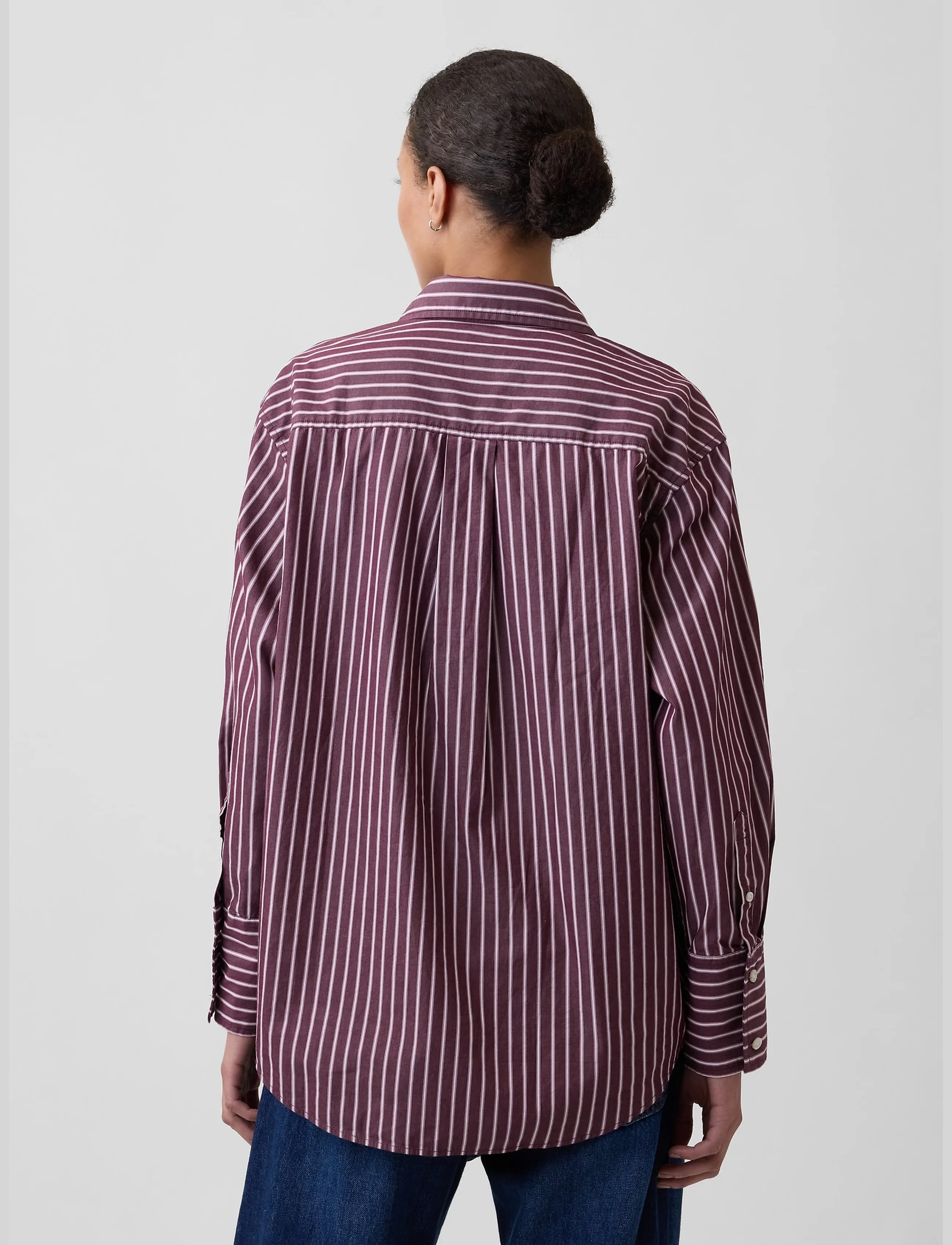 GAP - Poplin Big Shirt from the GAP collection - long-sleeved shirts - burgundy stripe - 2
