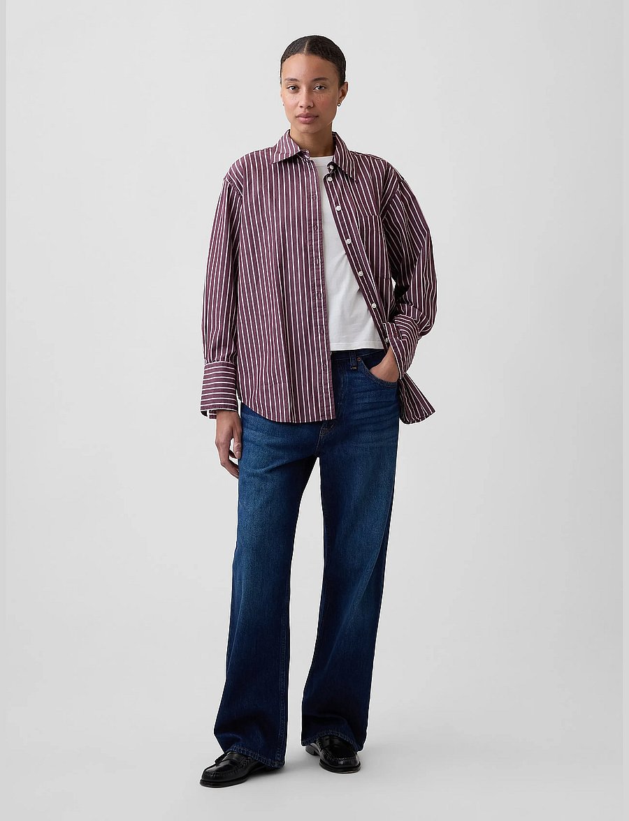 GAP - Poplin Big Shirt from the GAP collection - langærmede skjorter - burgundy stripe - 3