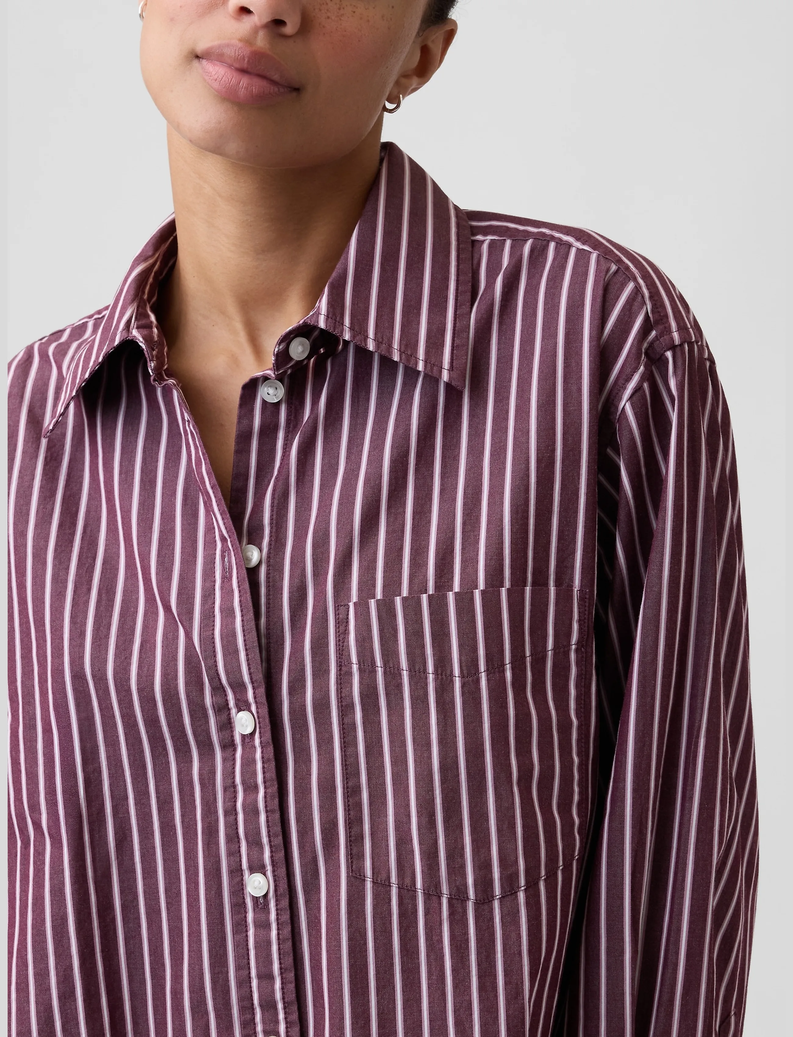 GAP - Poplin Big Shirt from the GAP collection - long-sleeved shirts - burgundy stripe - 4