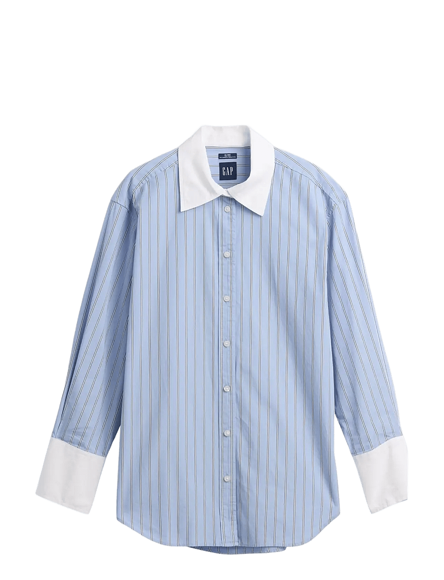 GAP - Poplin Big Shirt from the GAP collection - långärmade skjortor - light blue stripe - 1