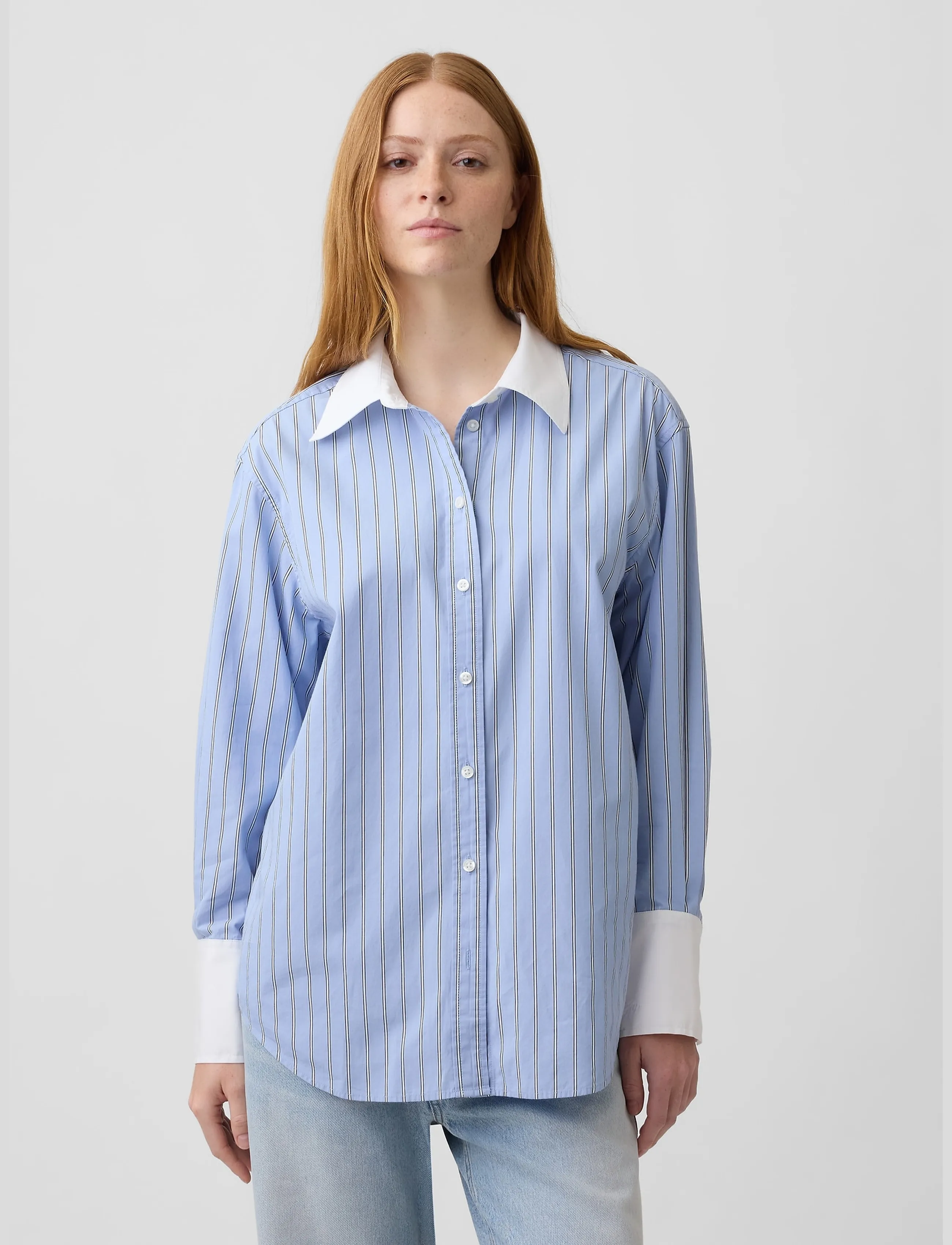 GAP Poplin Big Shirt from the GAP collection - Skjortor - LIGHT BLUE STRIPE / blue