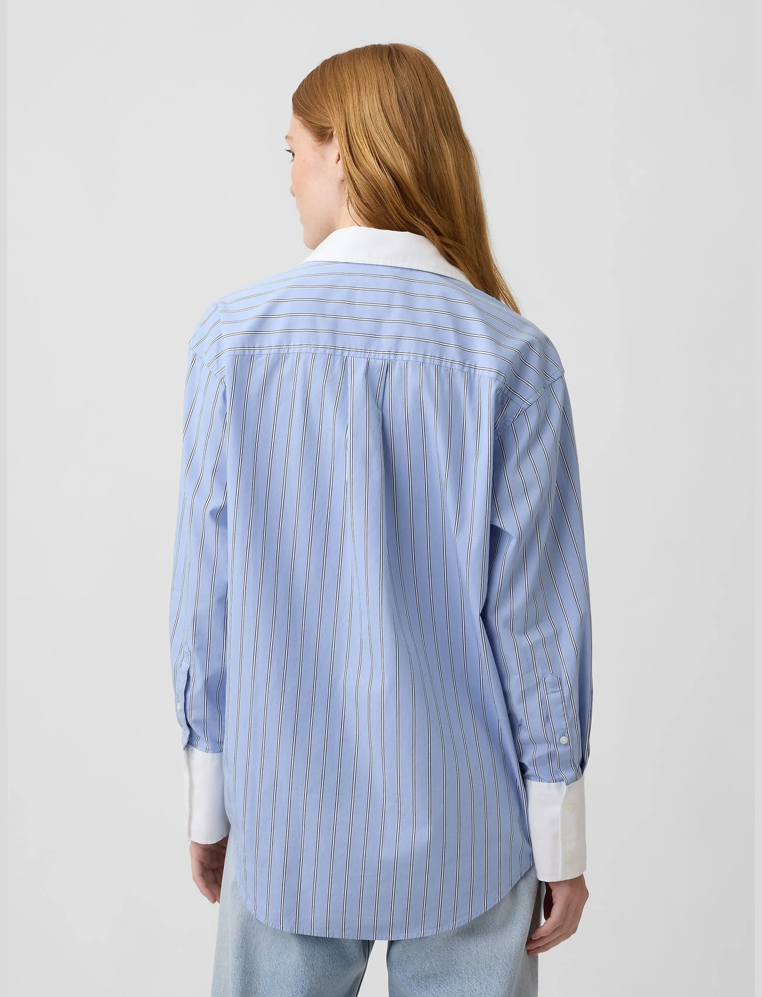 GAP - Poplin Big Shirt from the GAP collection - långärmade skjortor - light blue stripe - 2