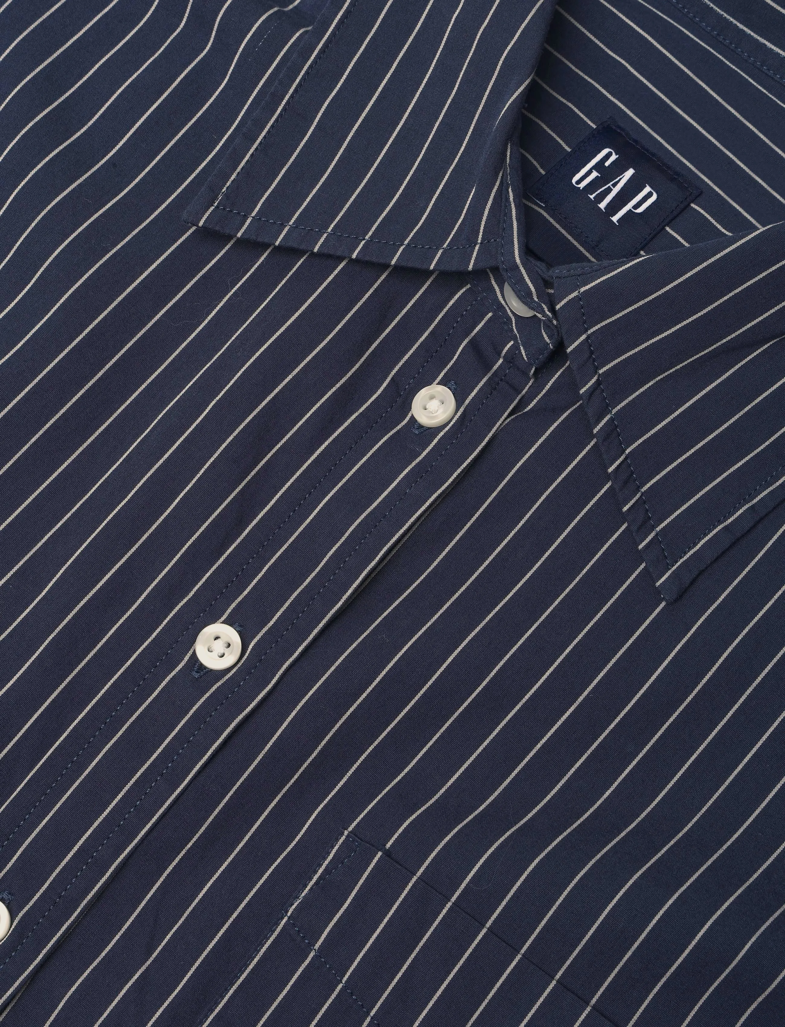 GAP - Poplin Big Shirt from the GAP collection - long-sleeved shirts - white navy stripe - 2