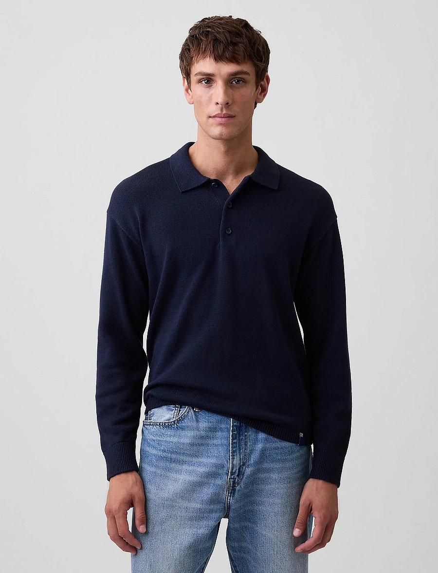 GAP - Long-Sleeved Polo Sweater from the GAP collection - long-sleeved knitted polos - new classic navy - 3