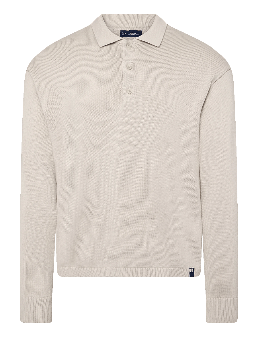 GAP - Long-Sleeved Polo Sweater from the GAP collection - poloer i strik med lange ærmer - regular grey - 1