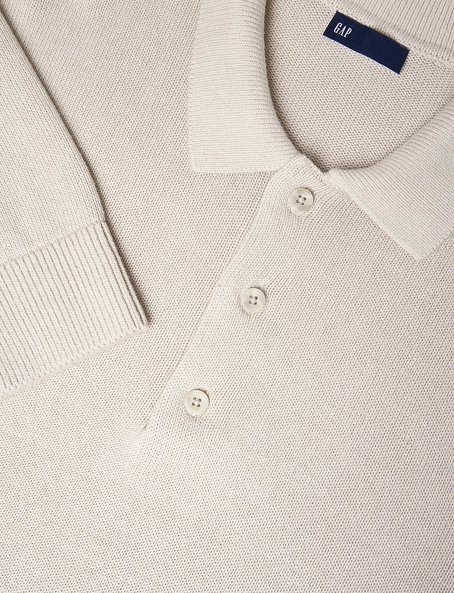 GAP - Long-Sleeved Polo Sweater from the GAP collection - poloer i strik med lange ærmer - regular grey - 5