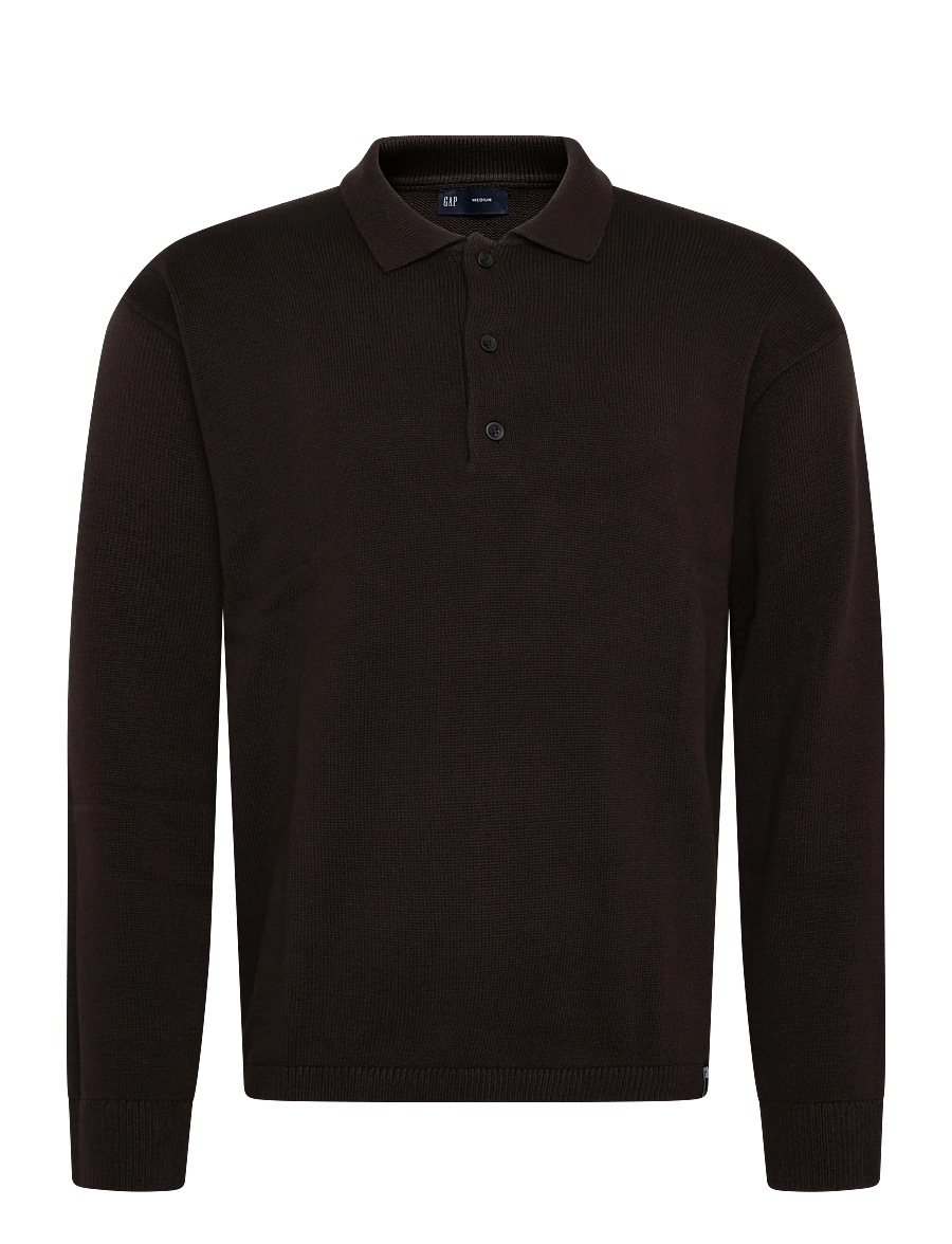 GAP - Long-Sleeved Polo Sweater from the GAP collection - langärmelige strick-polohemden - terra brown - 1