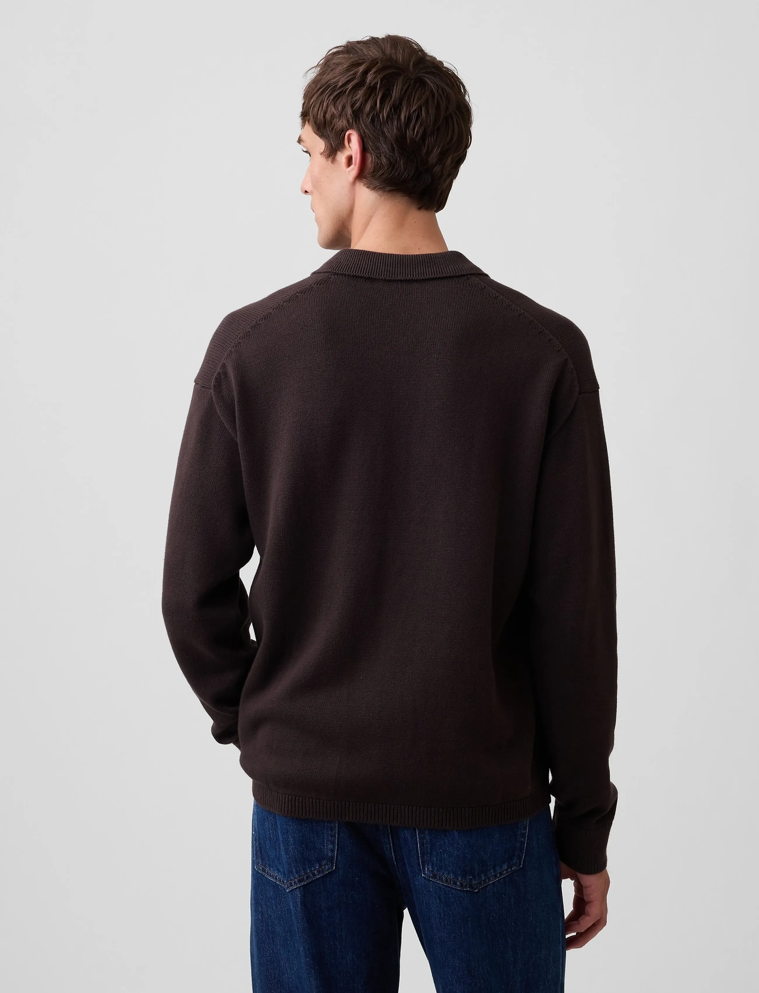 GAP - Long-Sleeved Polo Sweater from the GAP collection - terra brown - 4