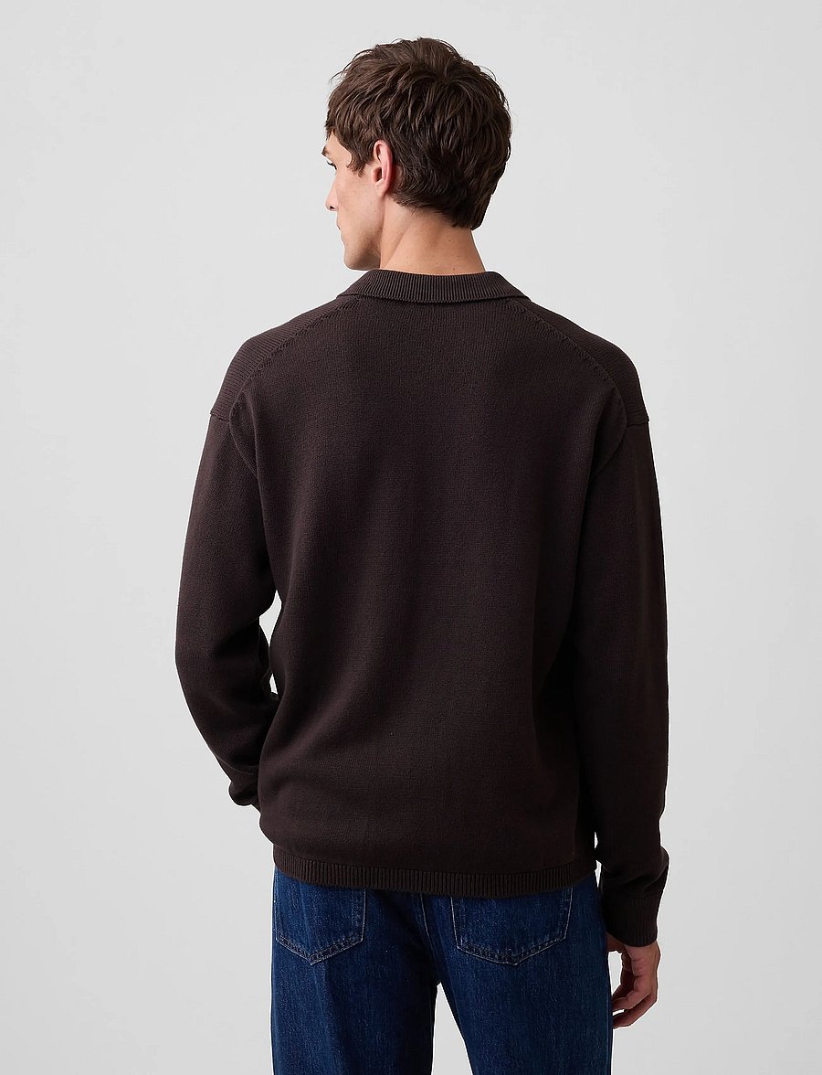 GAP - Long-Sleeved Polo Sweater from the GAP collection - langärmelige strick-polohemden - terra brown - 4