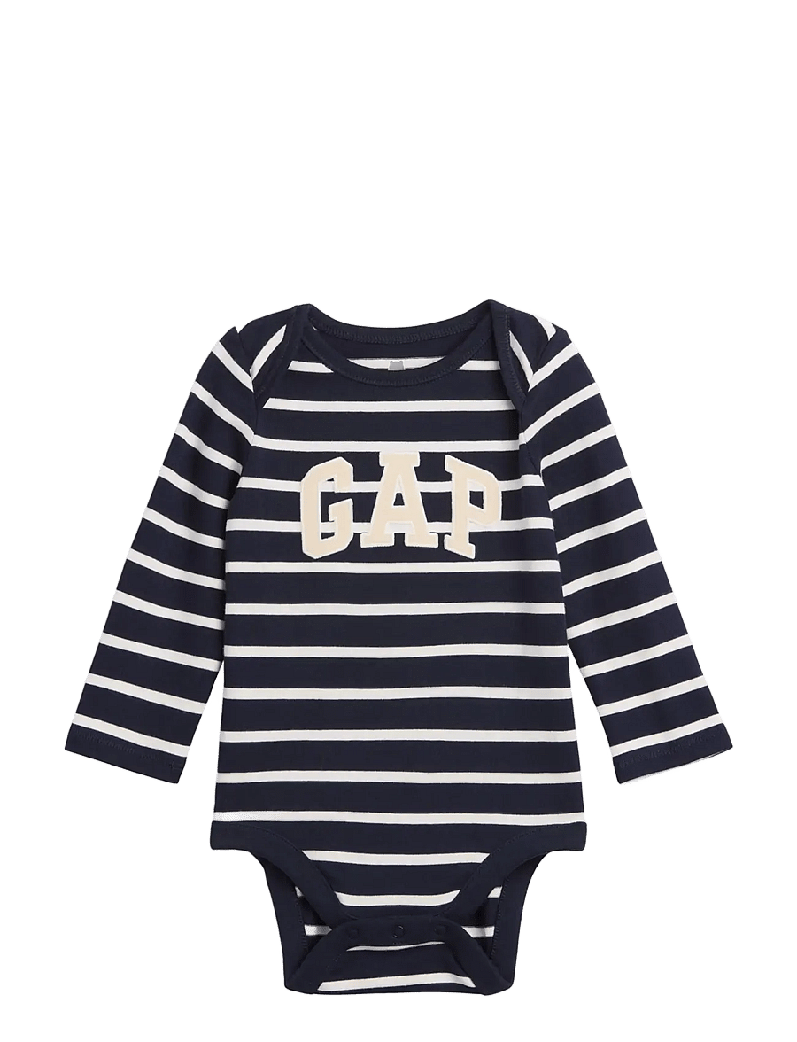 GAP - Organic Cotton Gap Logo Bodysuit - långärmade bodies - navy uniform stripe - 0